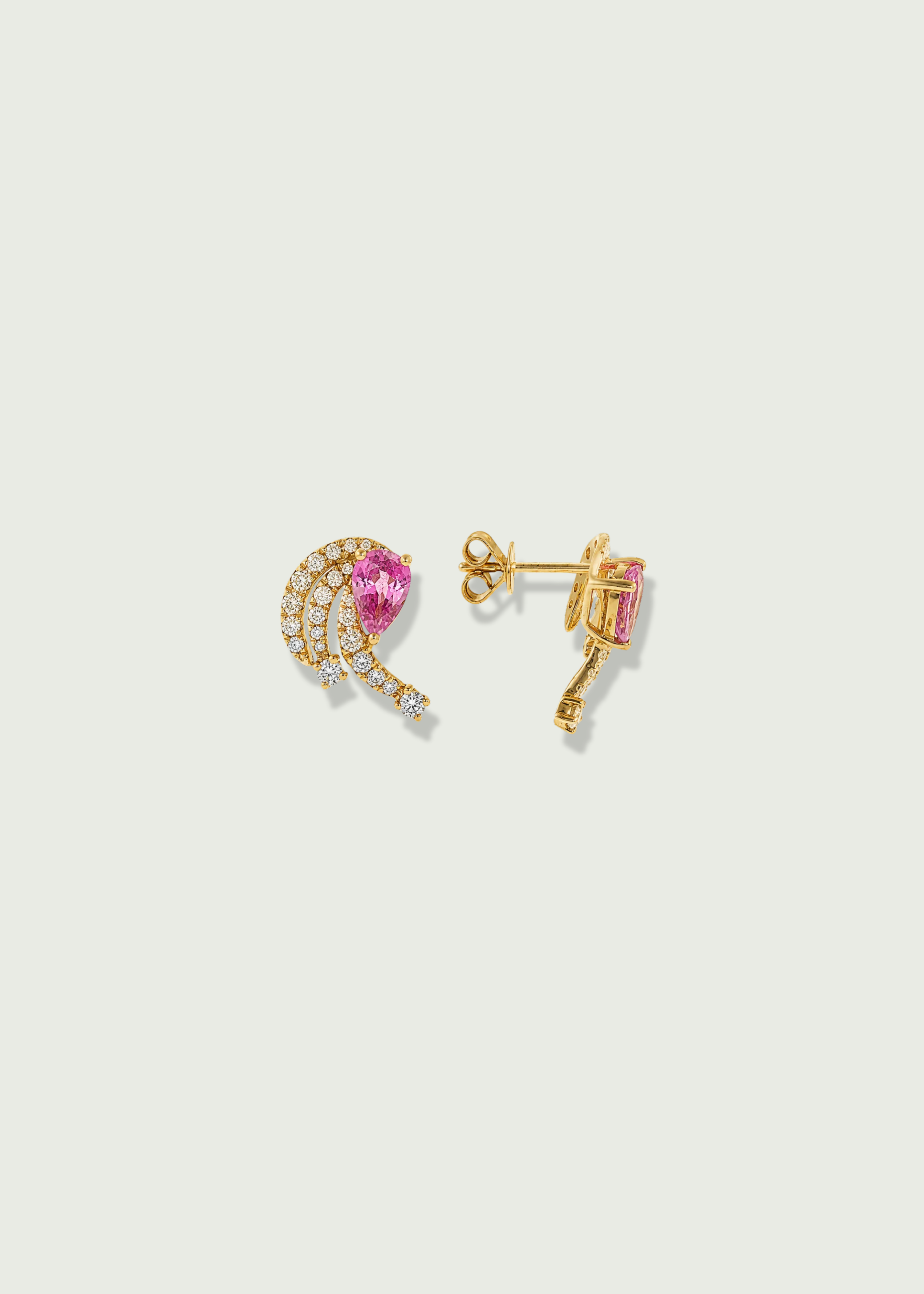Pink Sapphire & Diamond Crawler Earrings