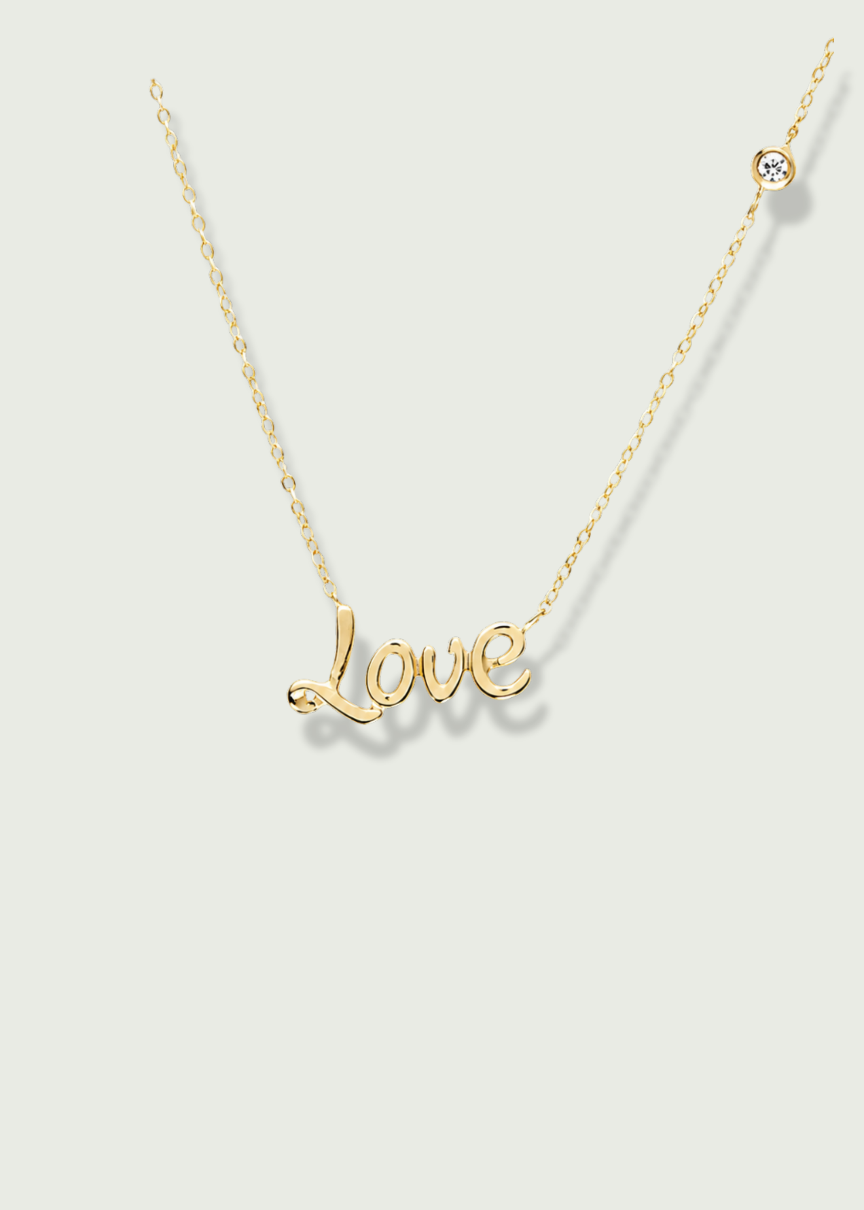 14k Gold Bezel Set Diamond Love Necklace