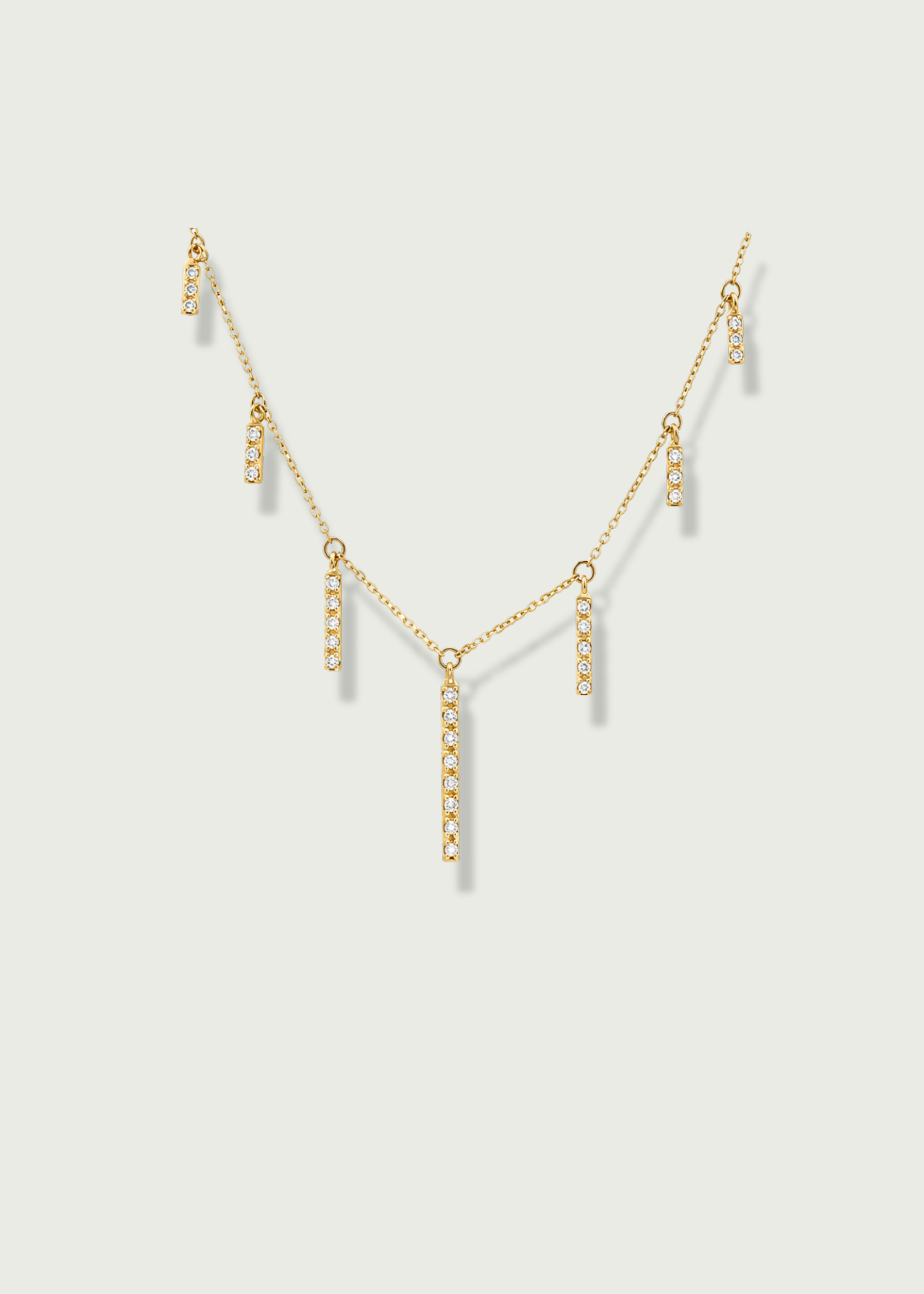 14k Gold Diamond Drop Bar Dangle Necklace