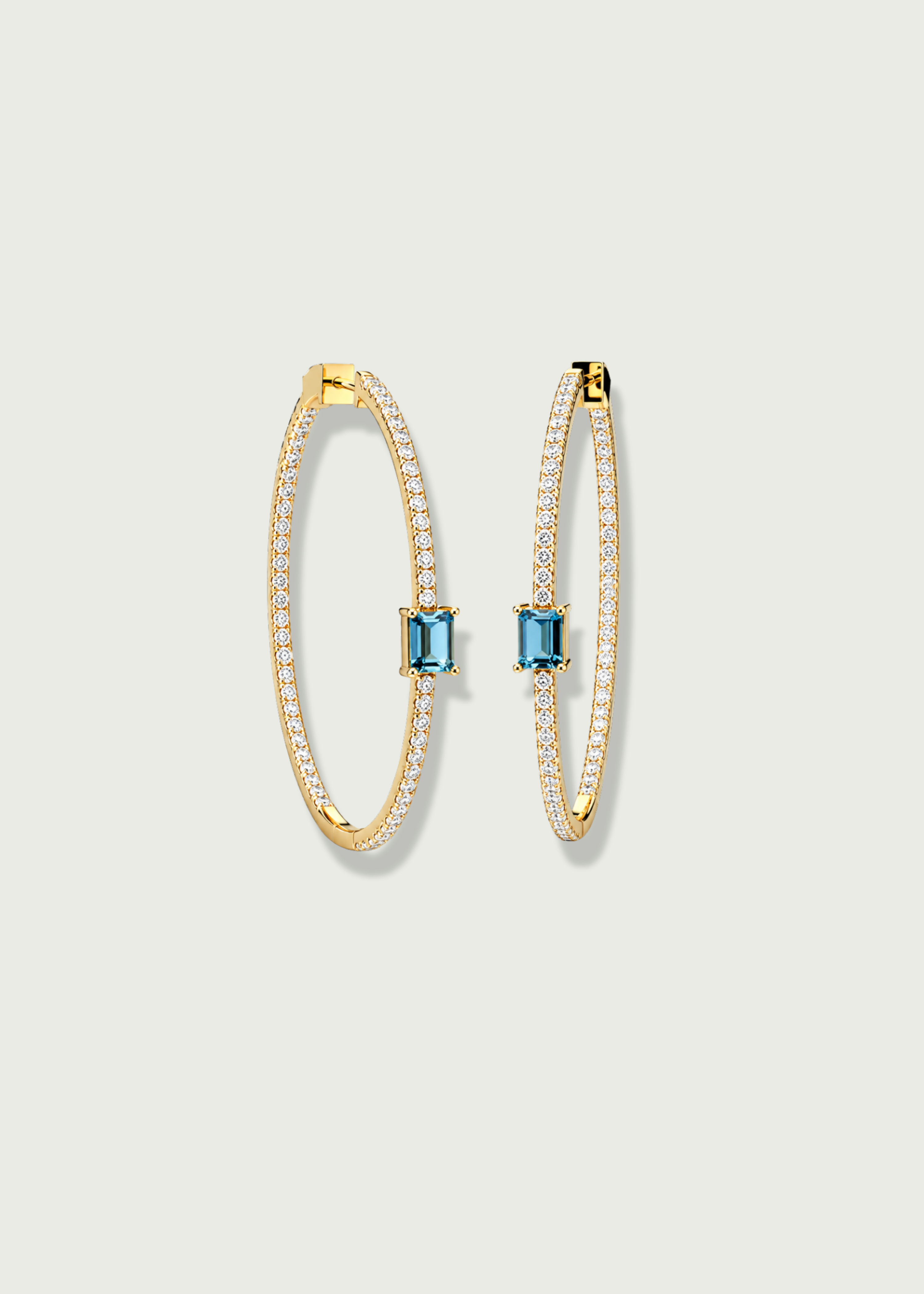 Sophisticated Blue Topaz and Diamond Hoop Earrings