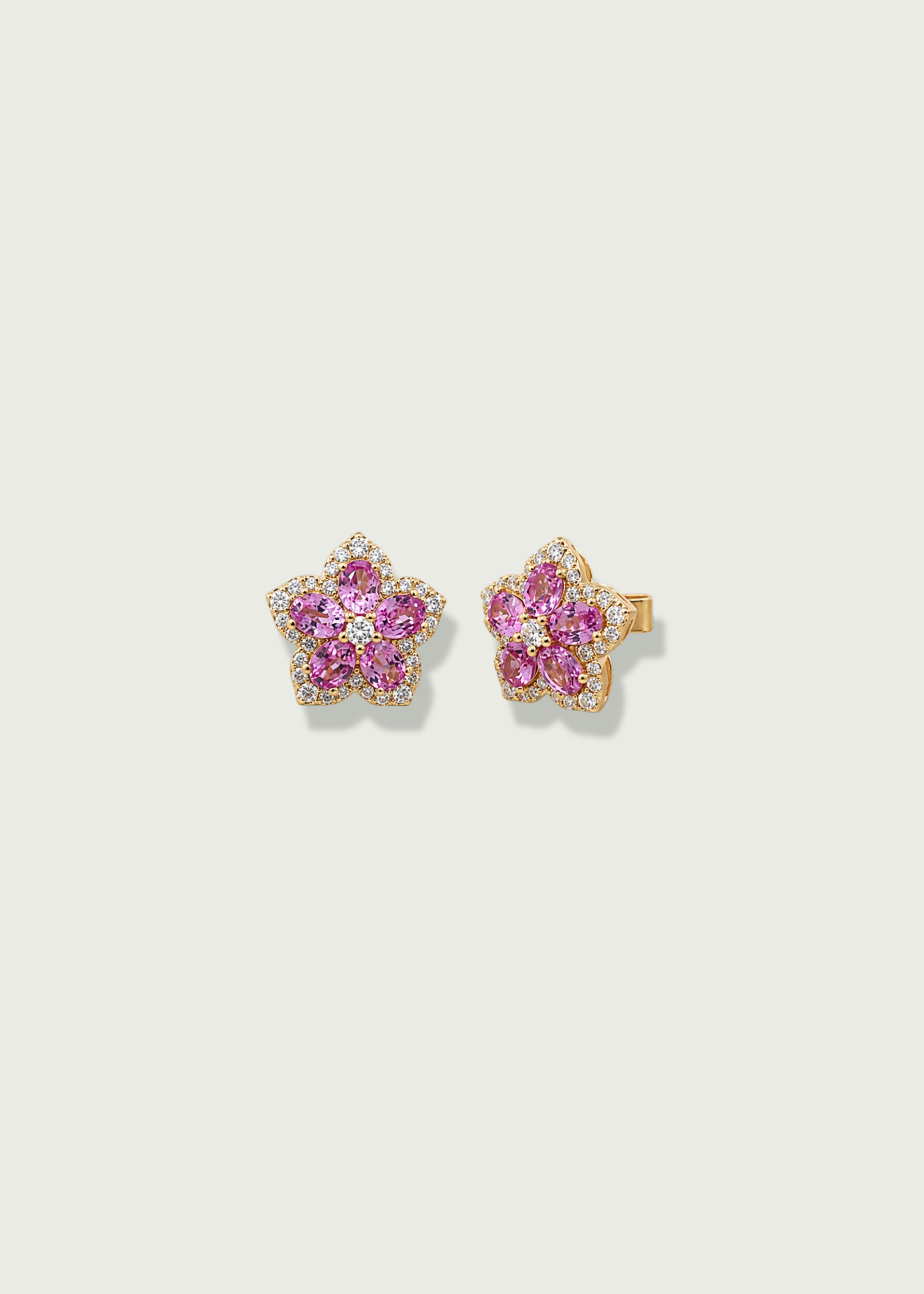 Flower Pink Sapphire & Diamond Earrings