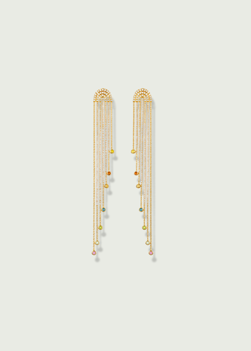 Rainbow Sapphire and Diamond Cascade Earrings