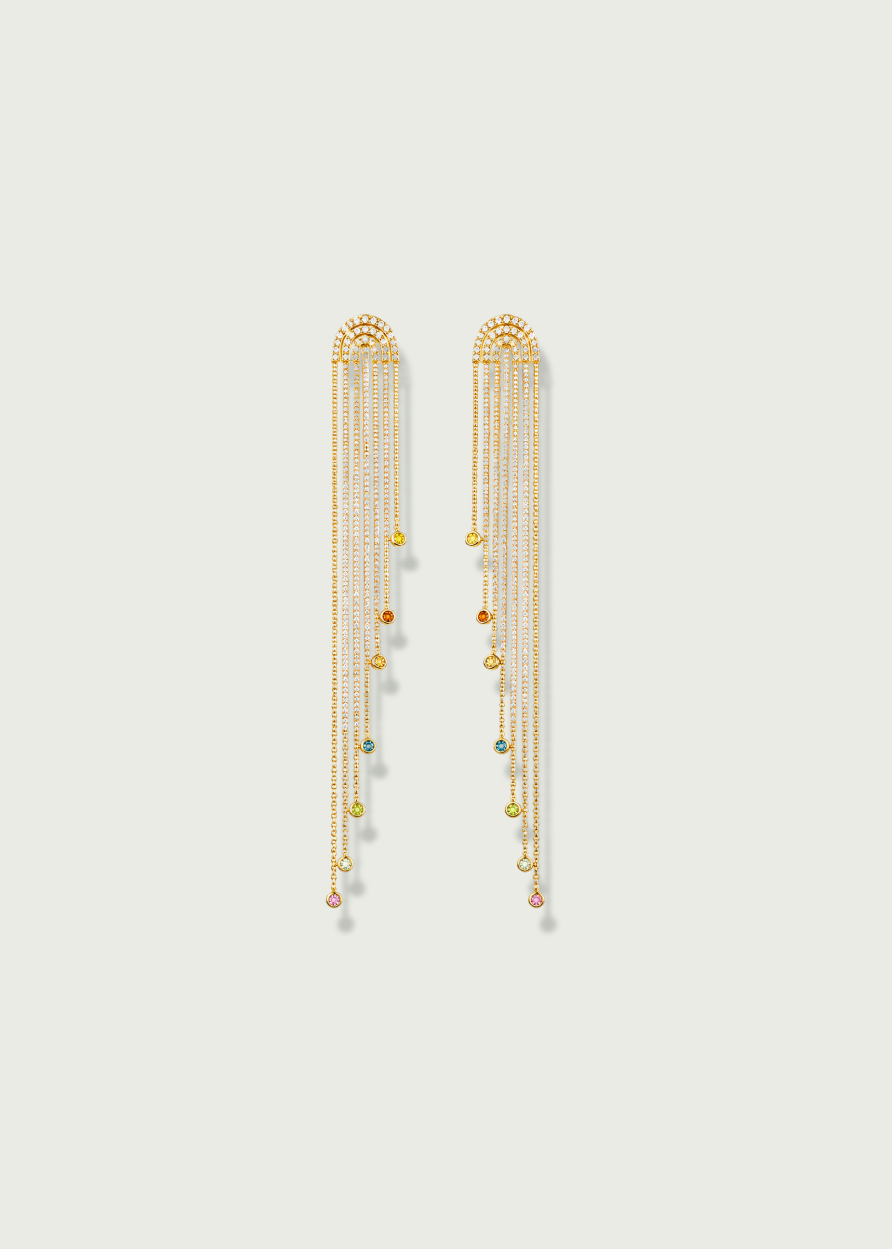 Rainbow Sapphire and Diamond Cascade Earrings