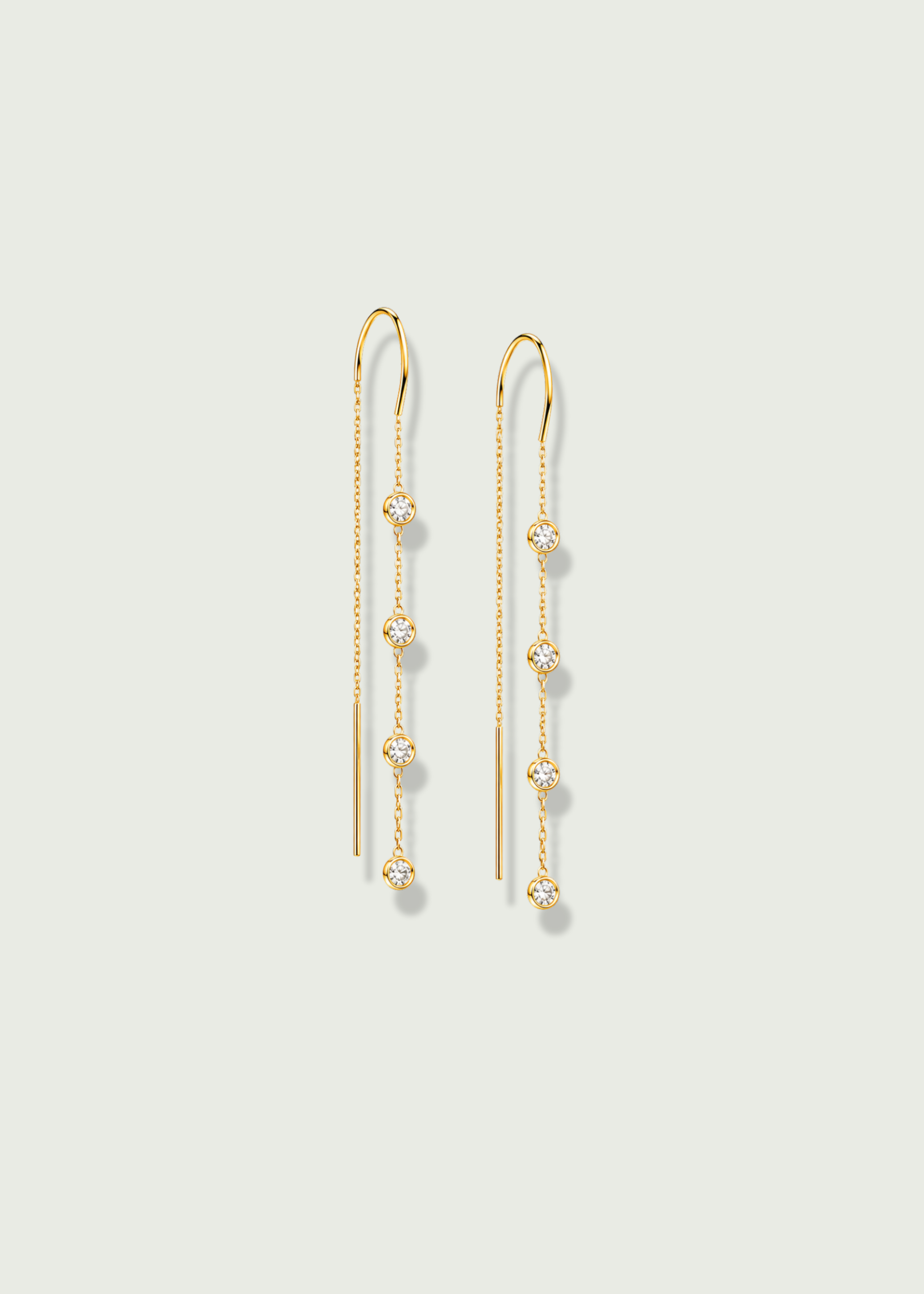 Diamond Dangle Earrings in 14k Gold Threader Design