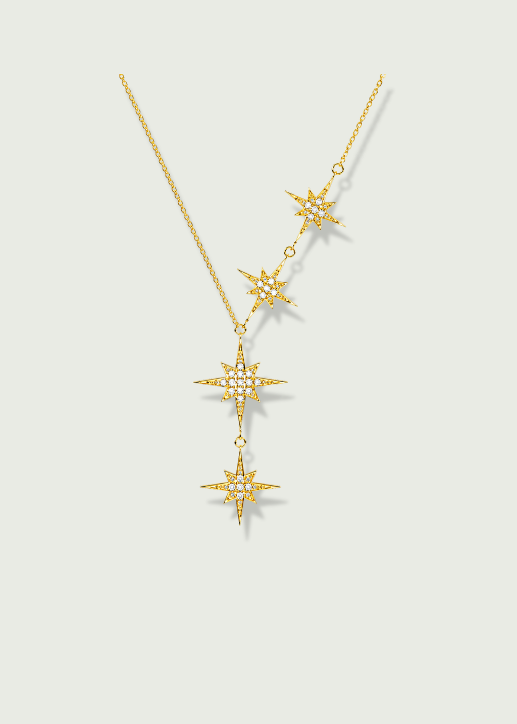 14k Gold North Star Diamond Lariat Necklace