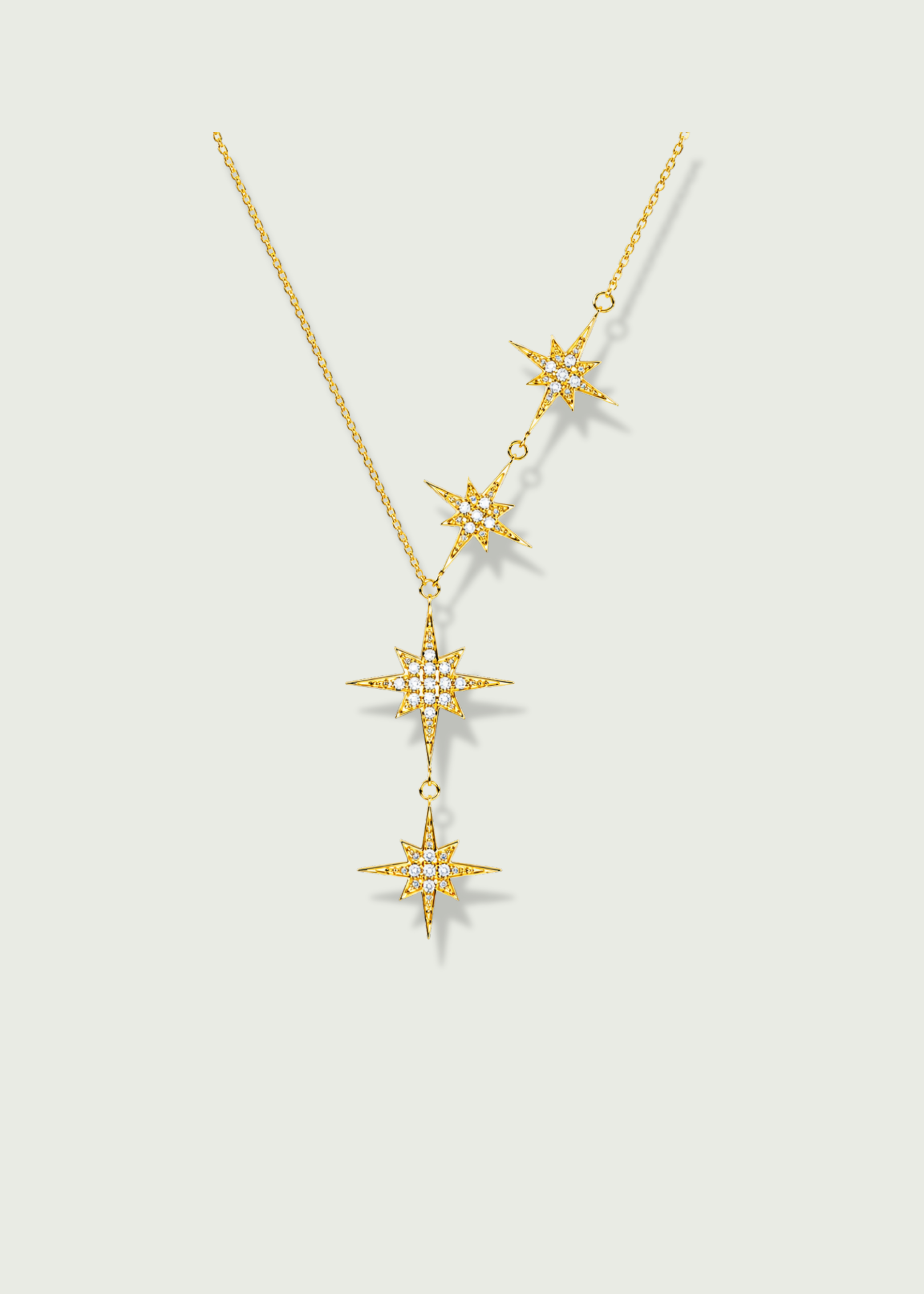14k Gold North Star Diamond Lariat Necklace