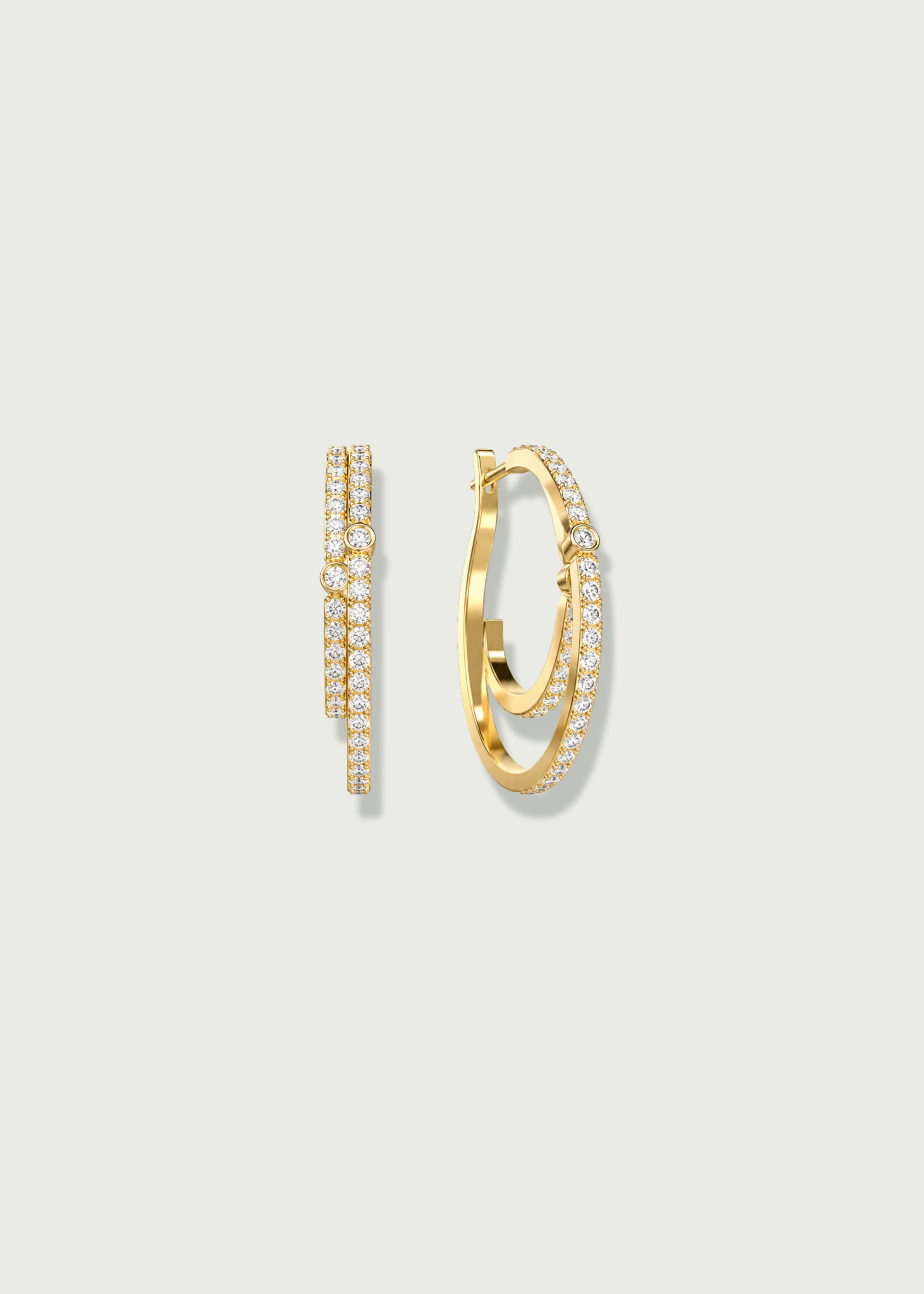 14k Double Hoop Natural Diamond Earrings