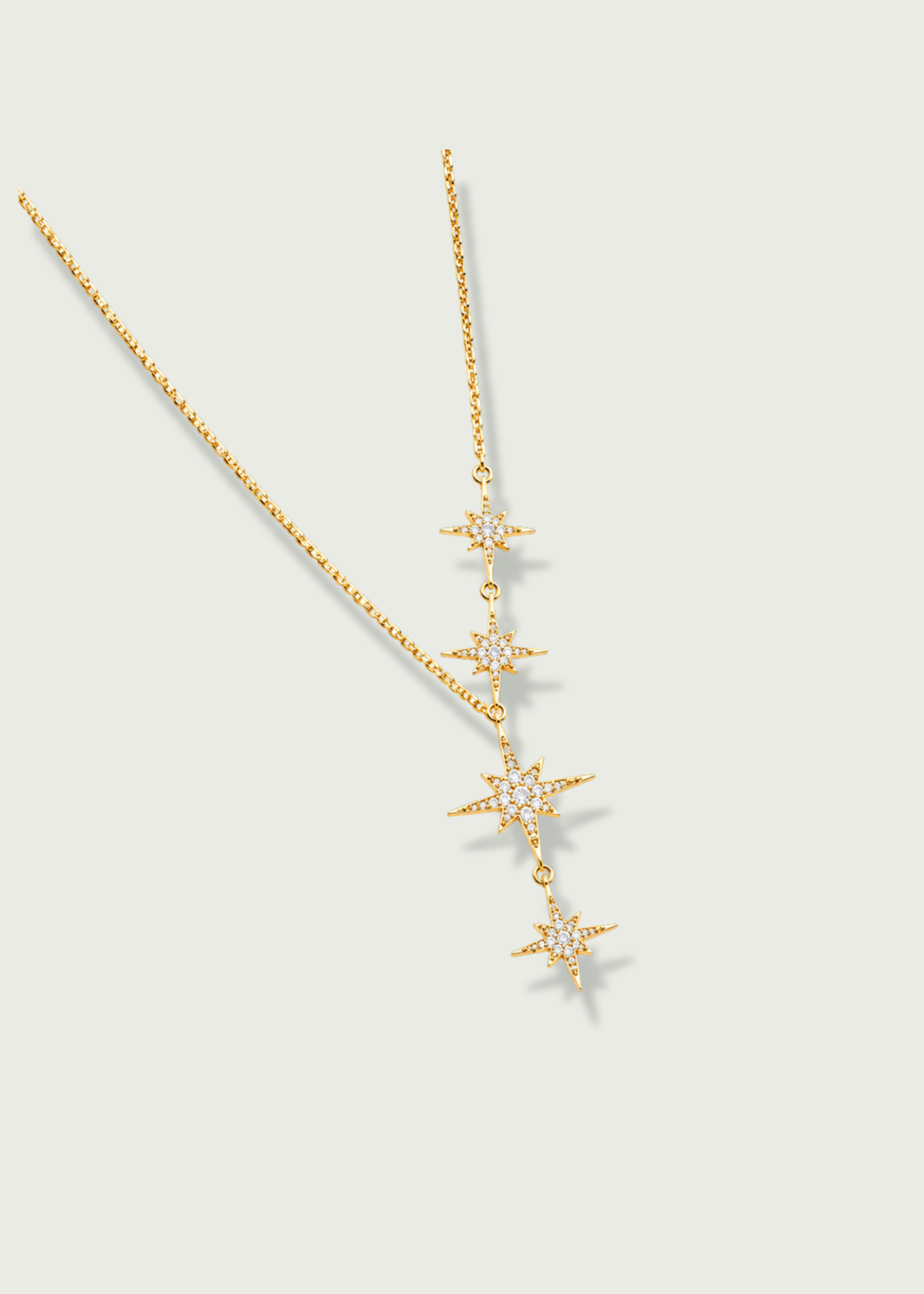 14k Gold North Star Diamond Lariat Necklace