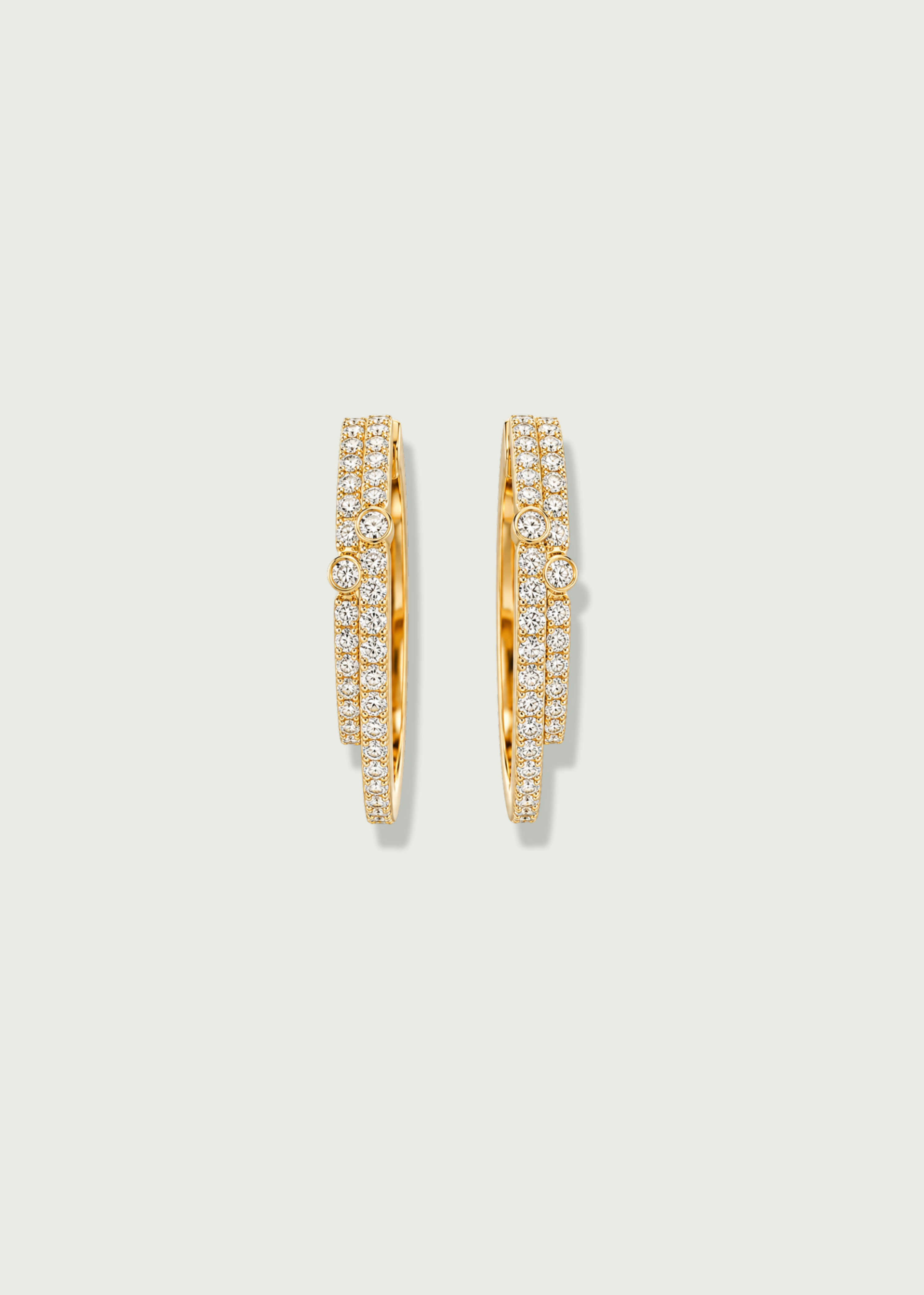 14k Double Hoop Natural Diamond Earrings