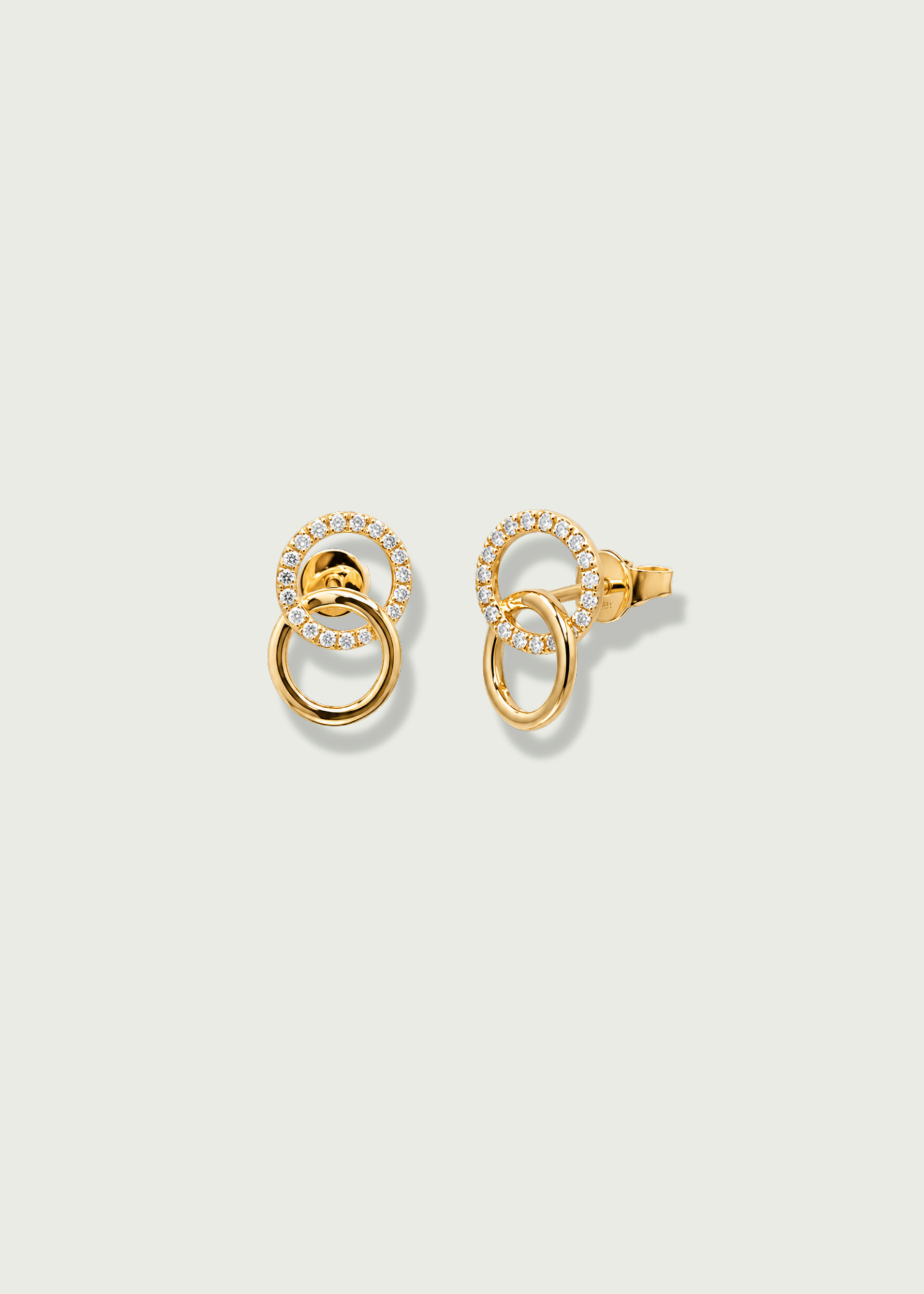 Diamond Interlocking Circle Drop Earrings