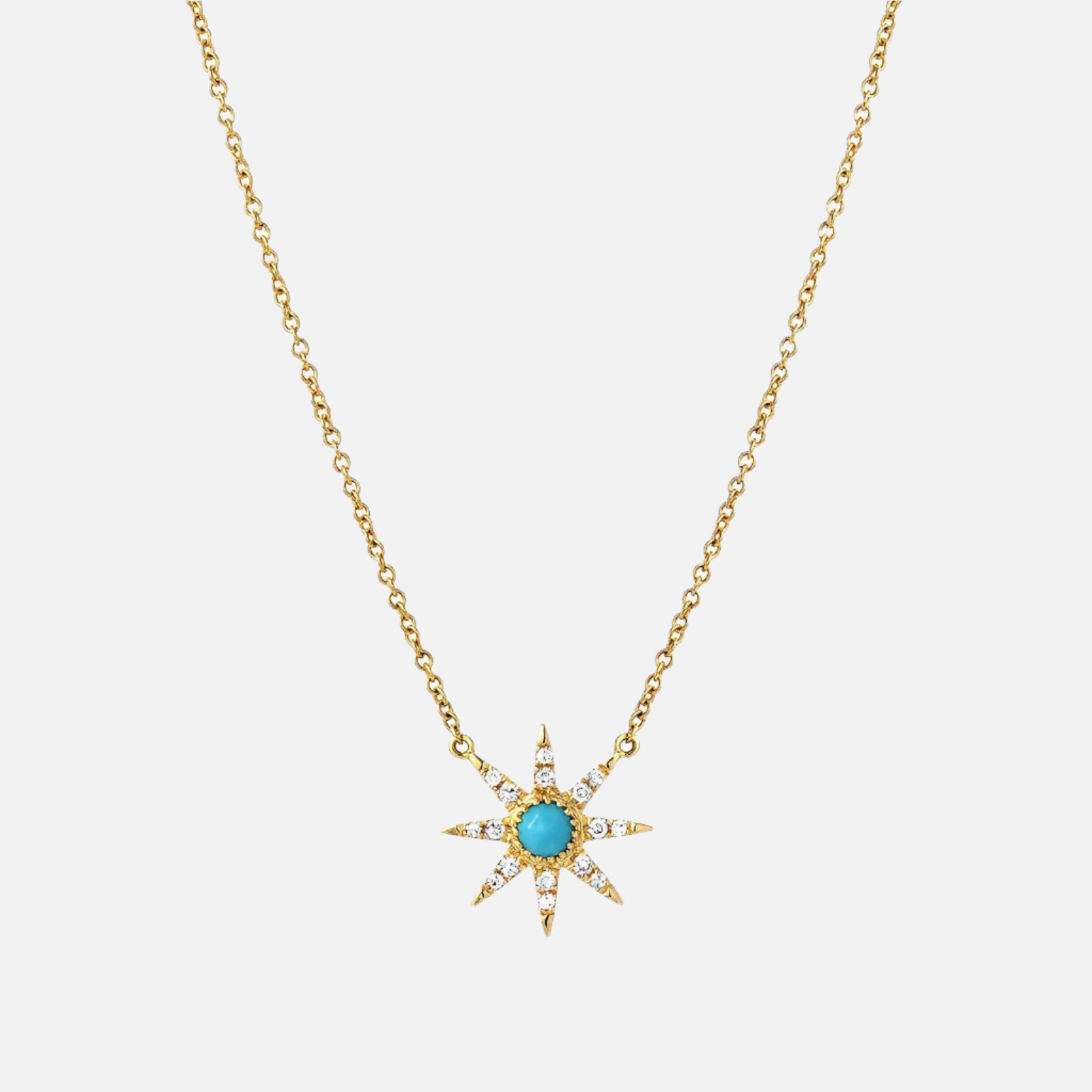 Petite Starburst Turquoise & Diamond Necklace