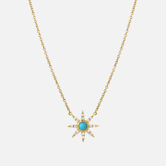 Petite Starburst Turquoise & Diamond Necklace