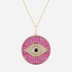 Pink Evil Eye Pendant Necklace