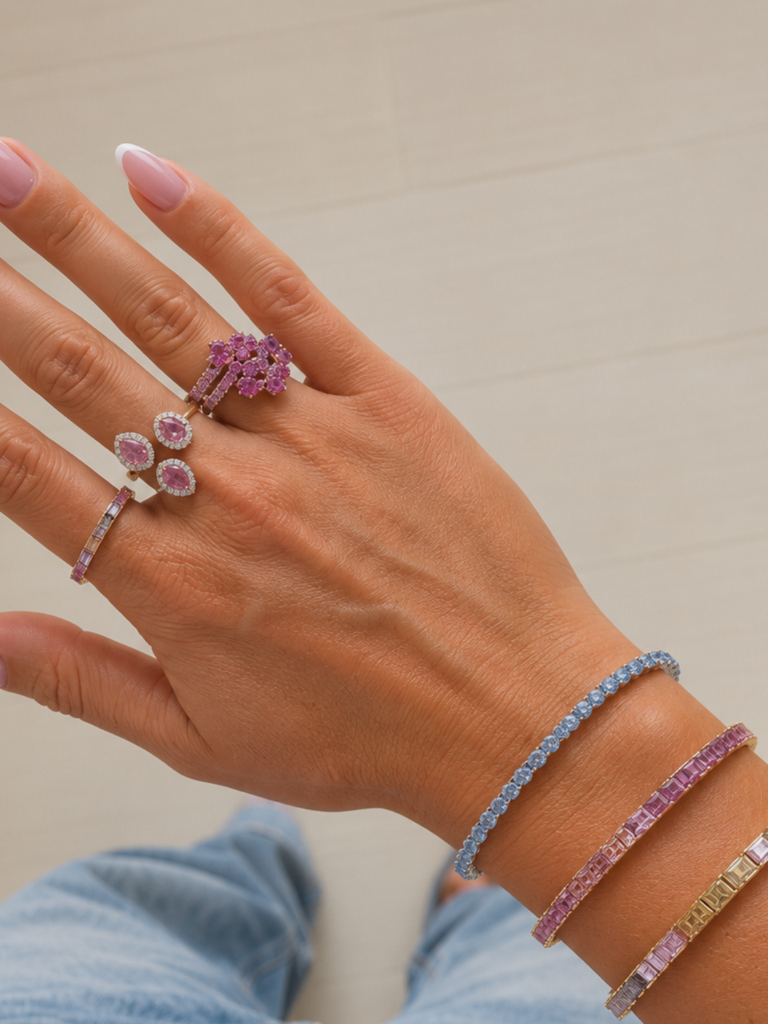 Pink Sapphire Baguette Tennis Bracelet