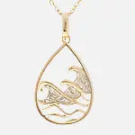 Diamond Wave Teardrop Pendant Necklace Koru Jewelers