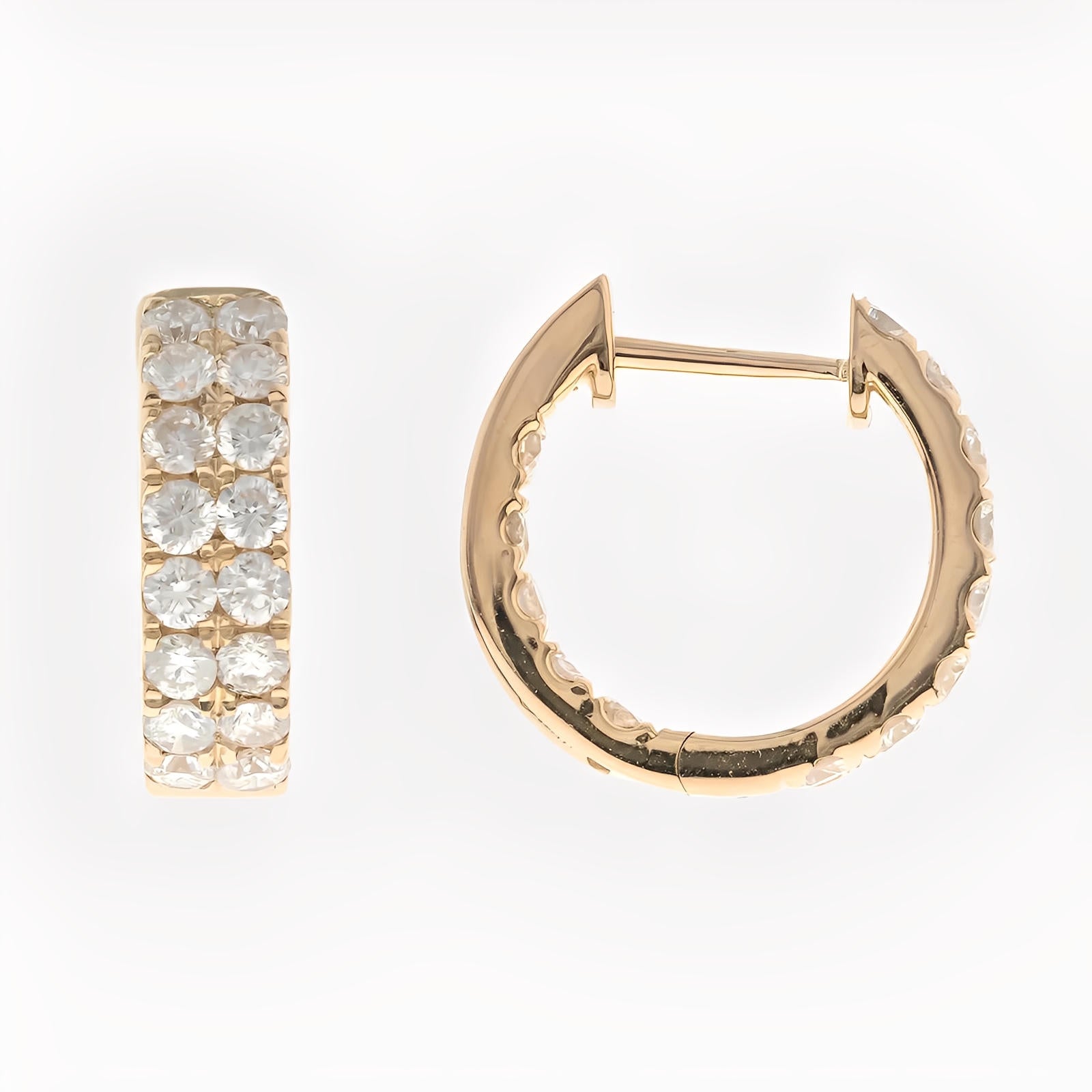 Double Row Diamond Hoop Earrings