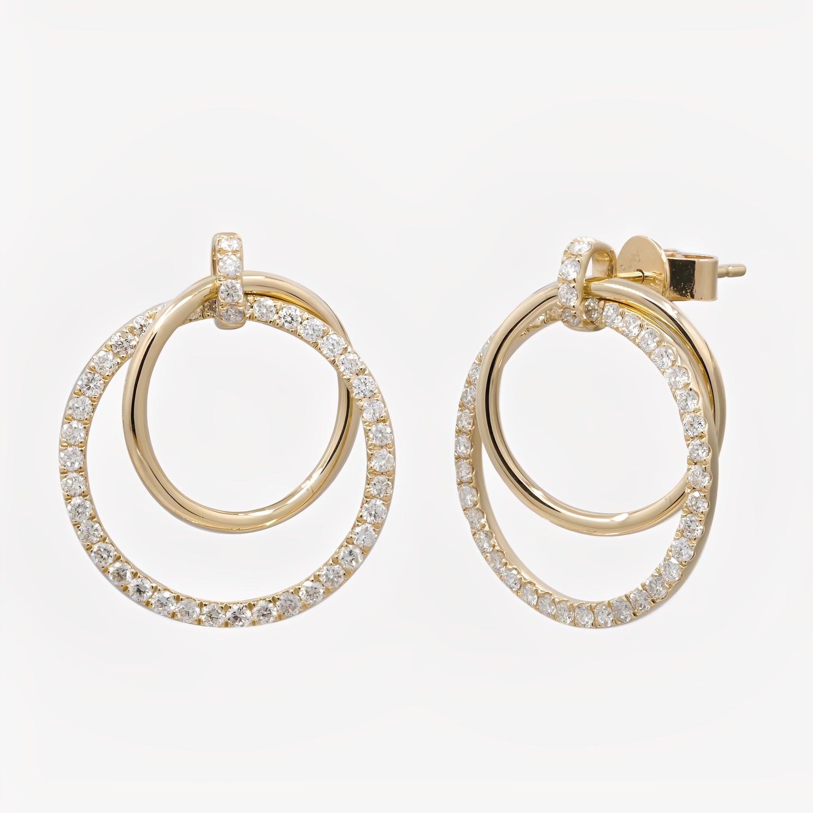 Diamond Double Hoop Stud Earrings