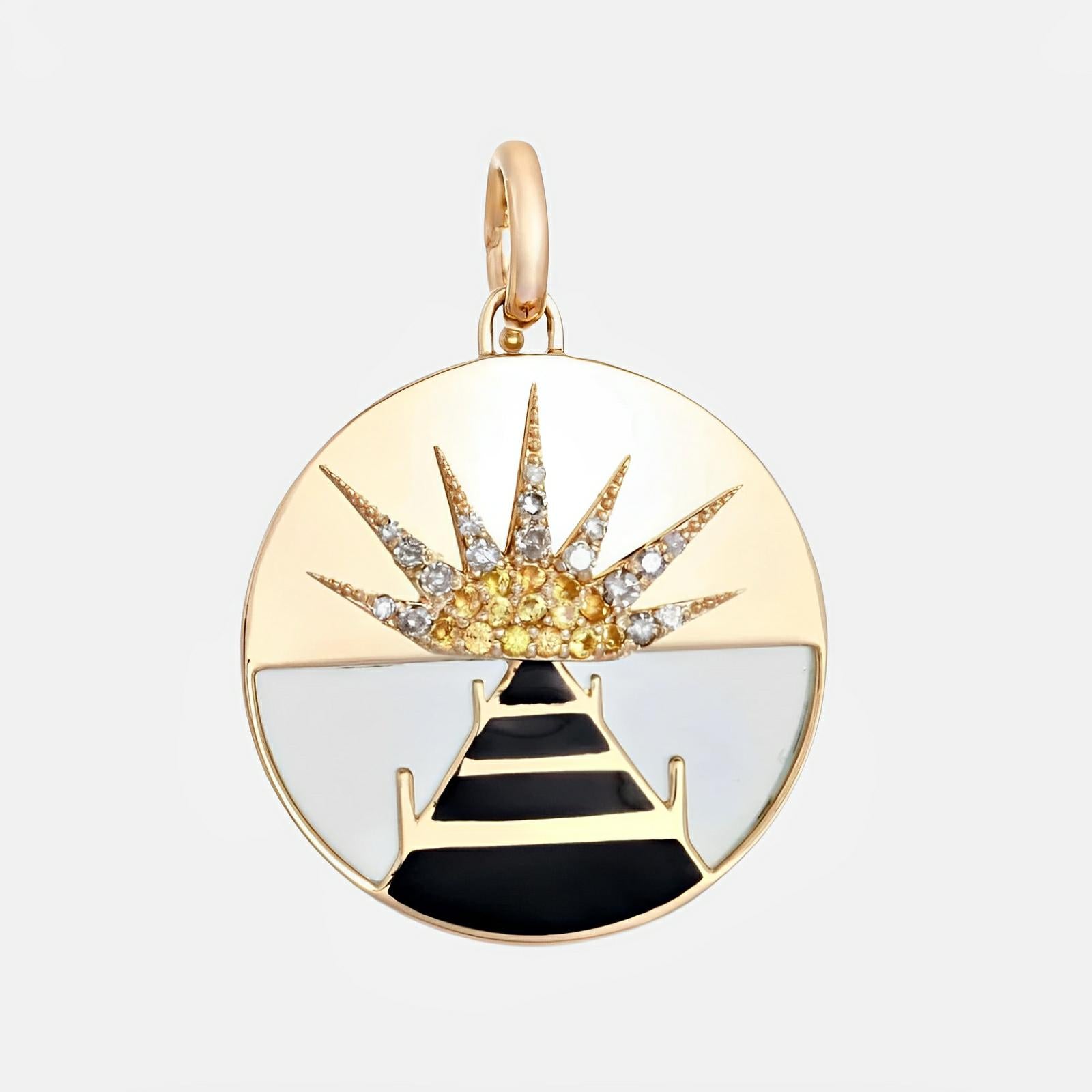 Gold Diamond Sunset Horizon Pendant