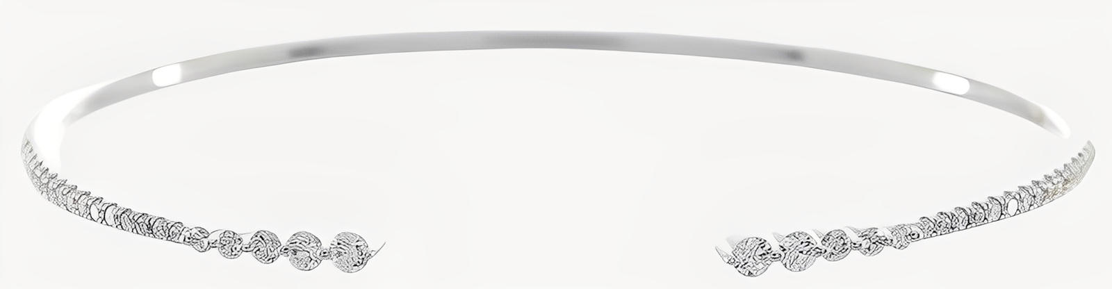 14K White Gold Round Diamond Open Bangle Bracelet