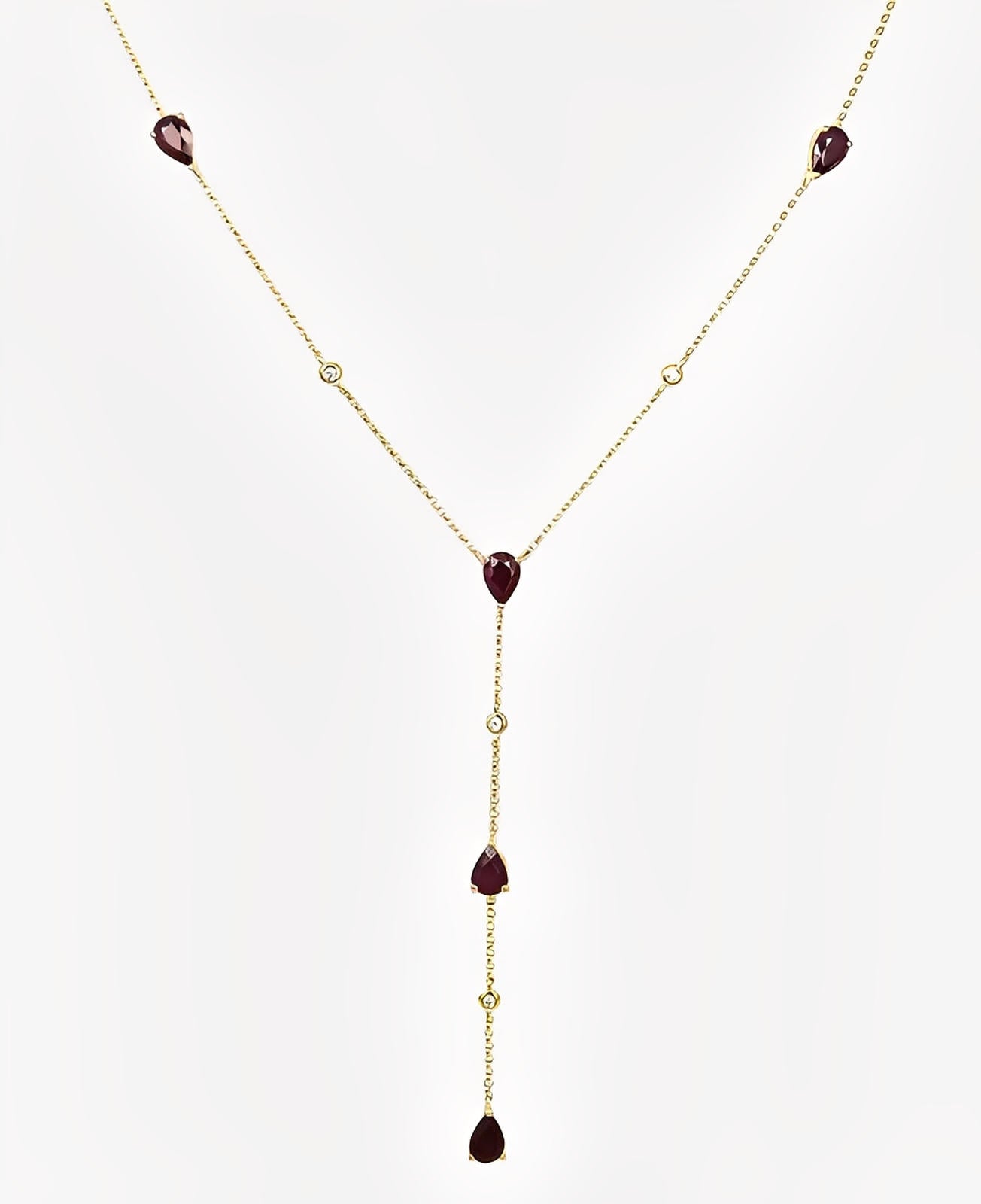 Ruby Drop Y Necklace