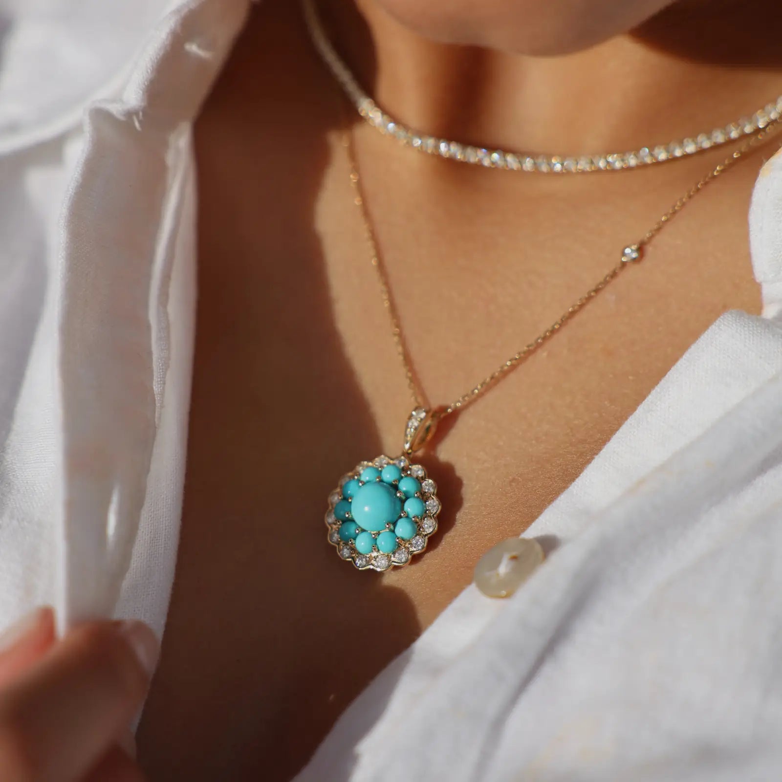 Boho Natural Turquoise Pendant Necklace