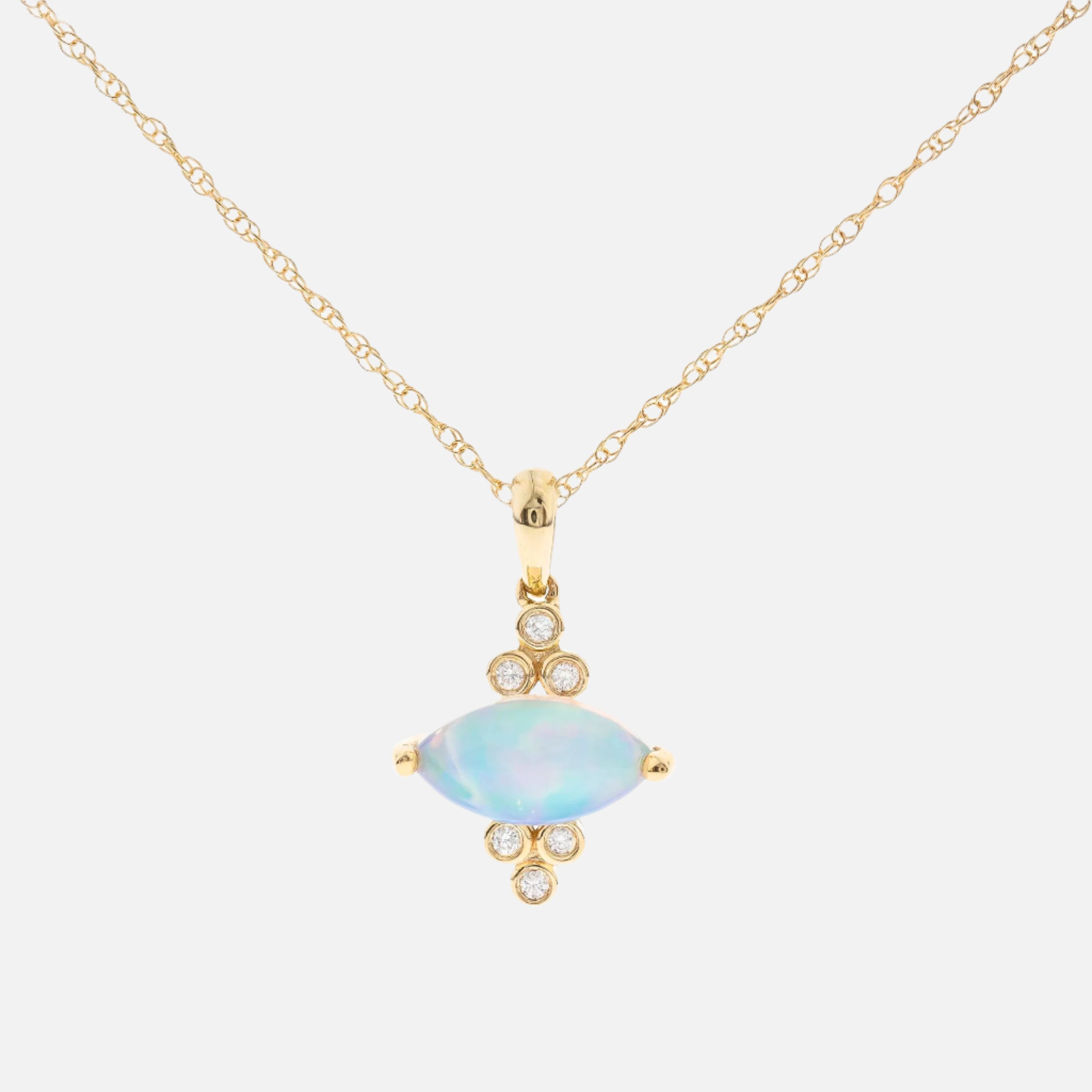 Gold necklace with an opal pendant
