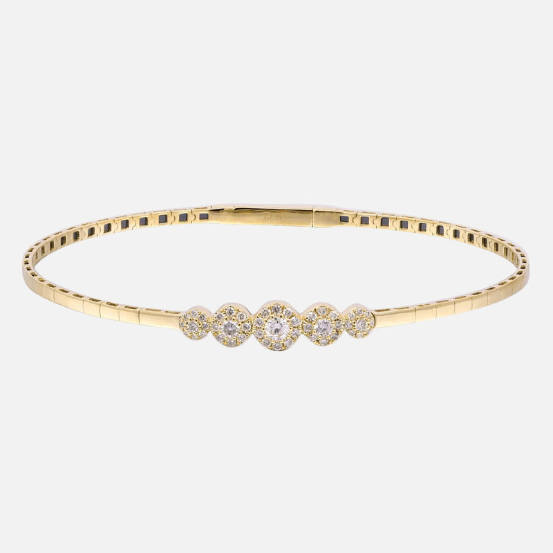 14K Yellow Gold Diamond Cluster Bangle showcasing elegant design, perfect for any occasion with diamond bangle bracelet focus.