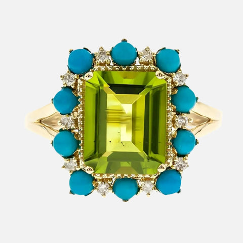 Antique Style Peridot Cocktail Ring