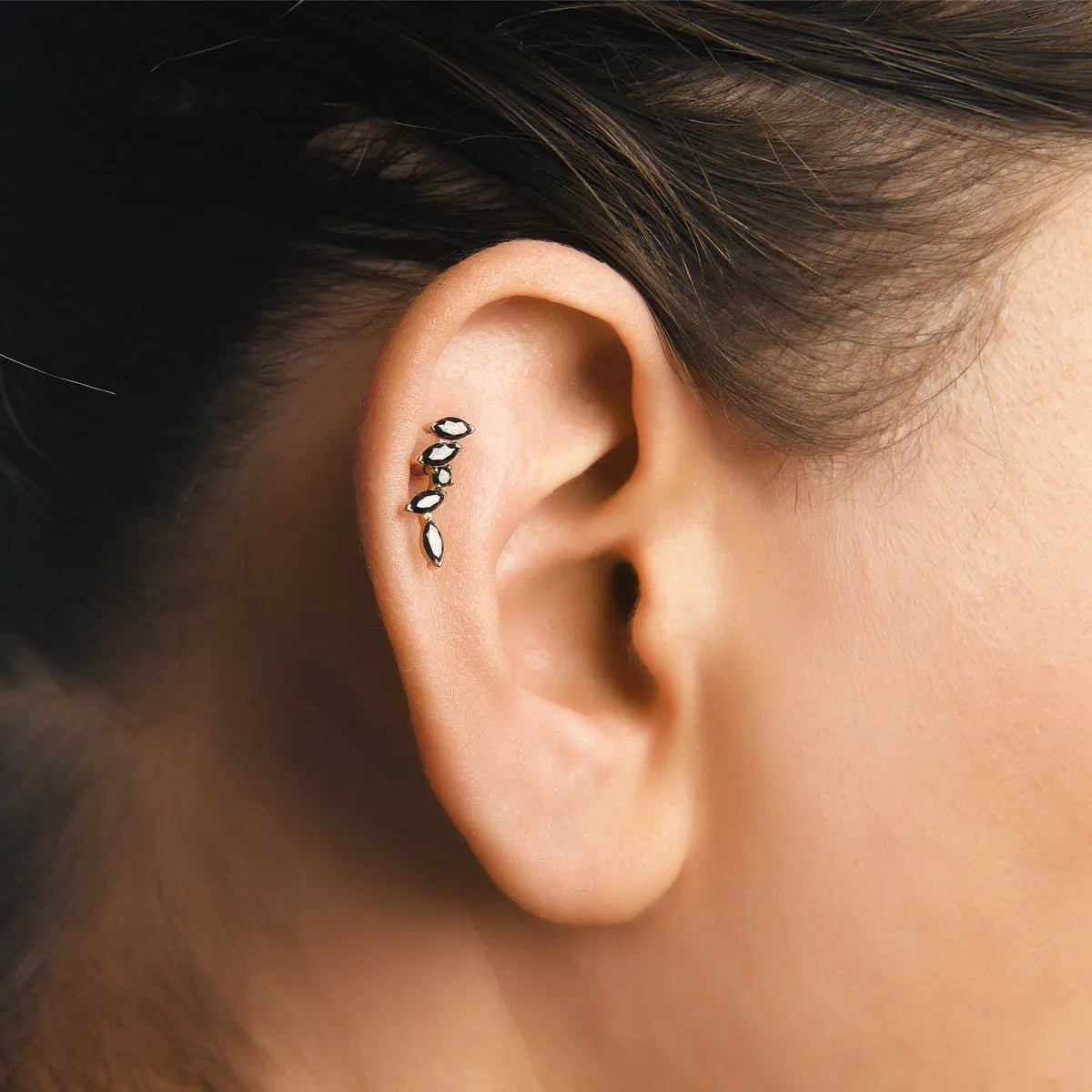 Asymmetric Marquise Black Diamond Piercing Koru Jewelers