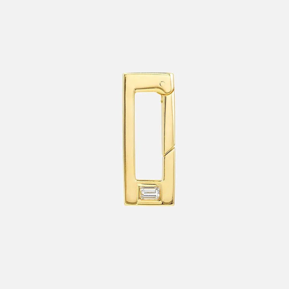 Baguette Diamond Encrusted Rectangle Push Lock Charm - Koru Jewelers