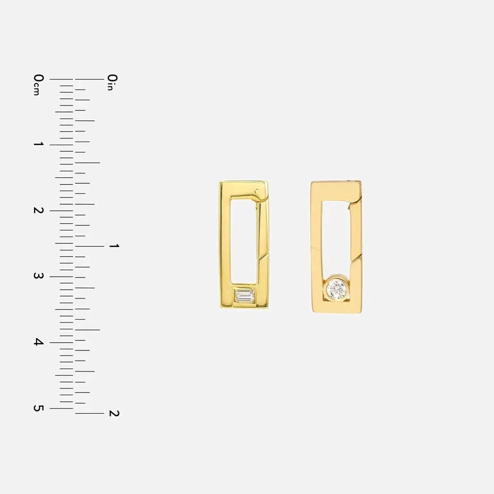 Baguette Diamond Encrusted Rectangle Push Lock Charm - Koru Jewelers