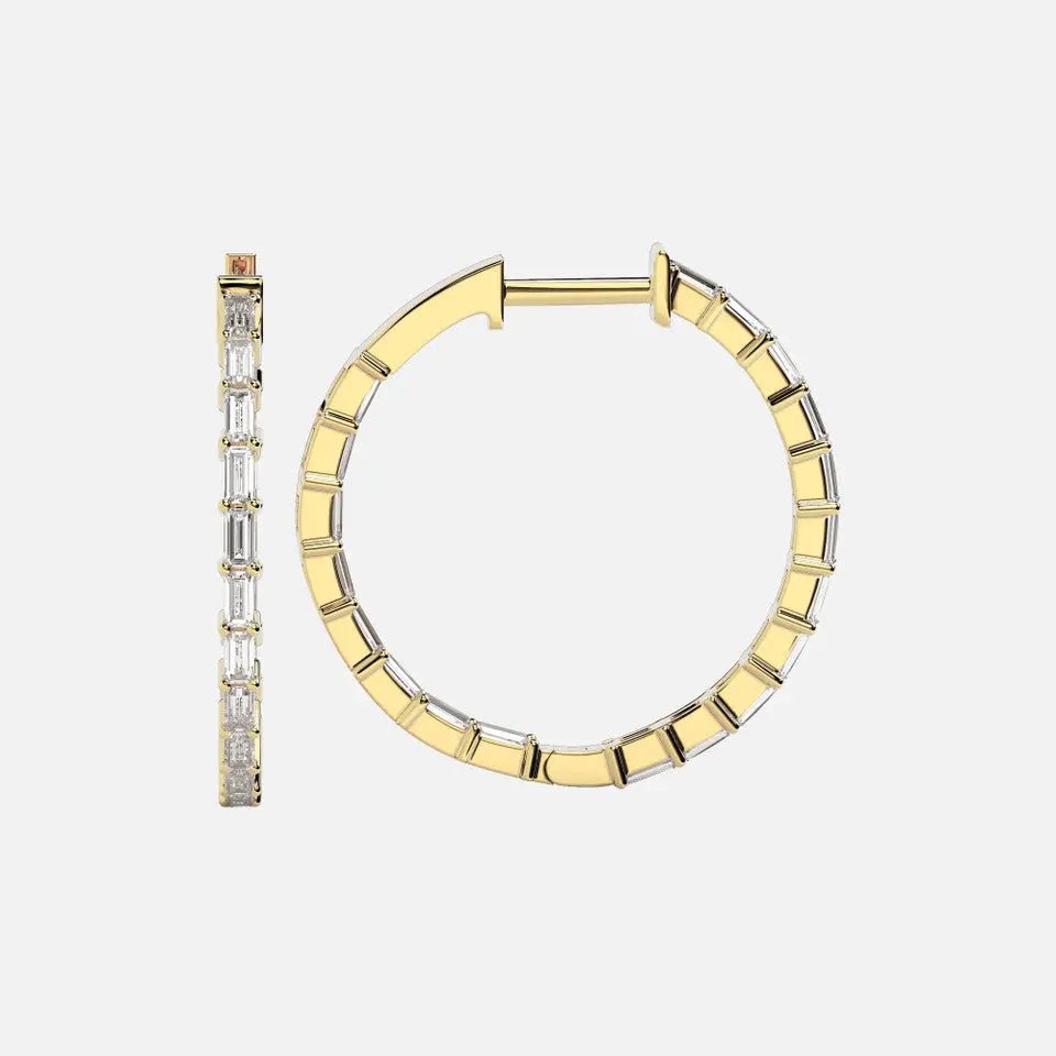 Baguette Inside Out Diamond Hoop Earrings - Koru Jewelers