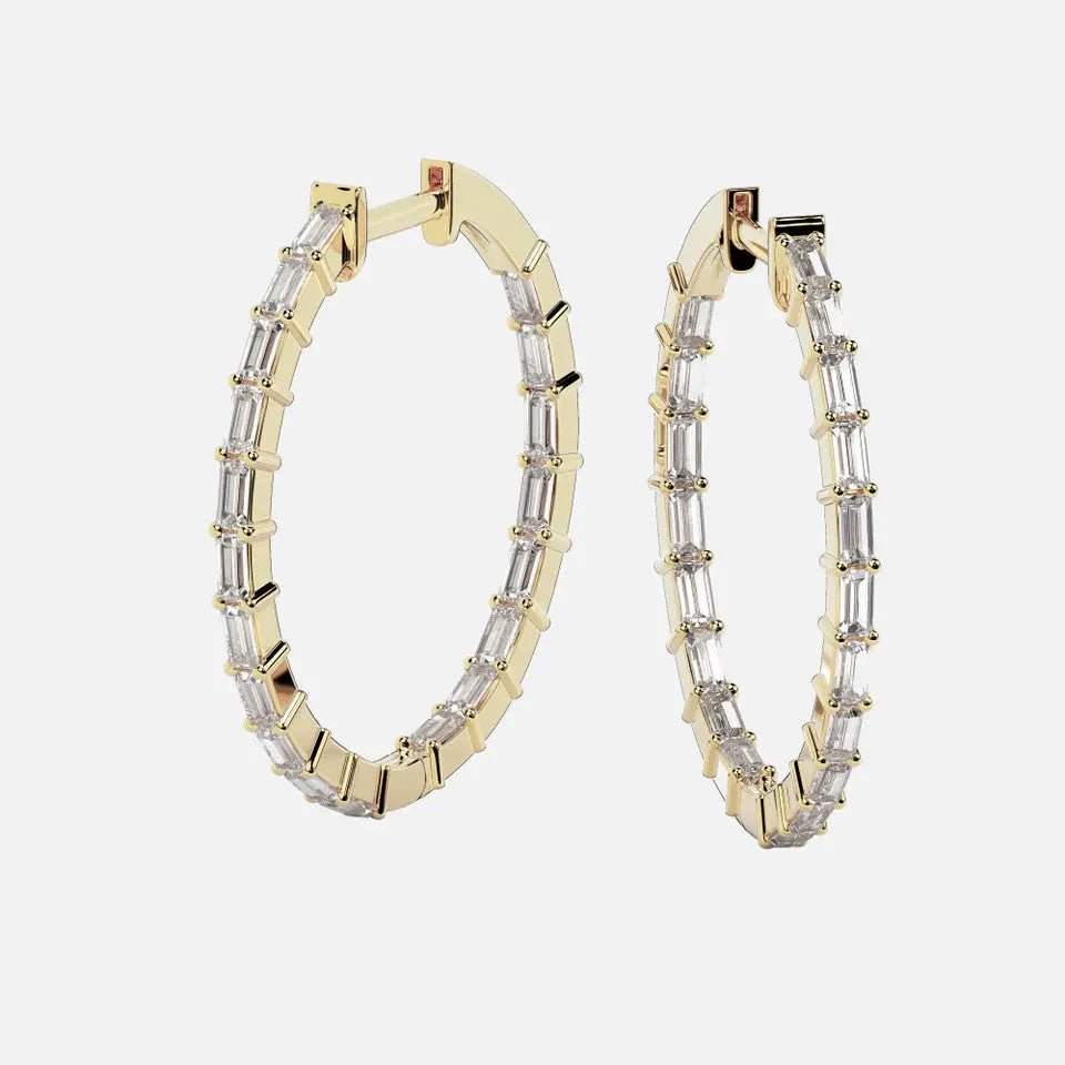 Baguette Inside Out Diamond Hoop Earrings - Koru Jewelers
