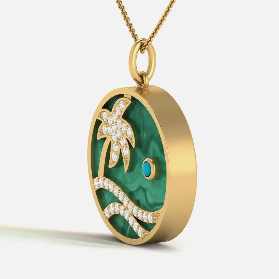 Beach Paradise 14K Gold Diamond Elegant Tropical Pendant - Koru Jewelers