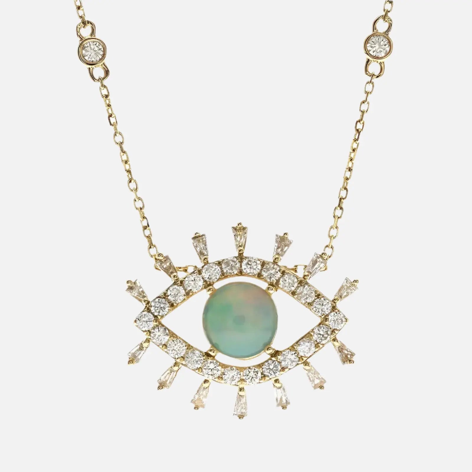 Celestial Evil Eye Opal and Diamond Necklace - Koru Jewelers