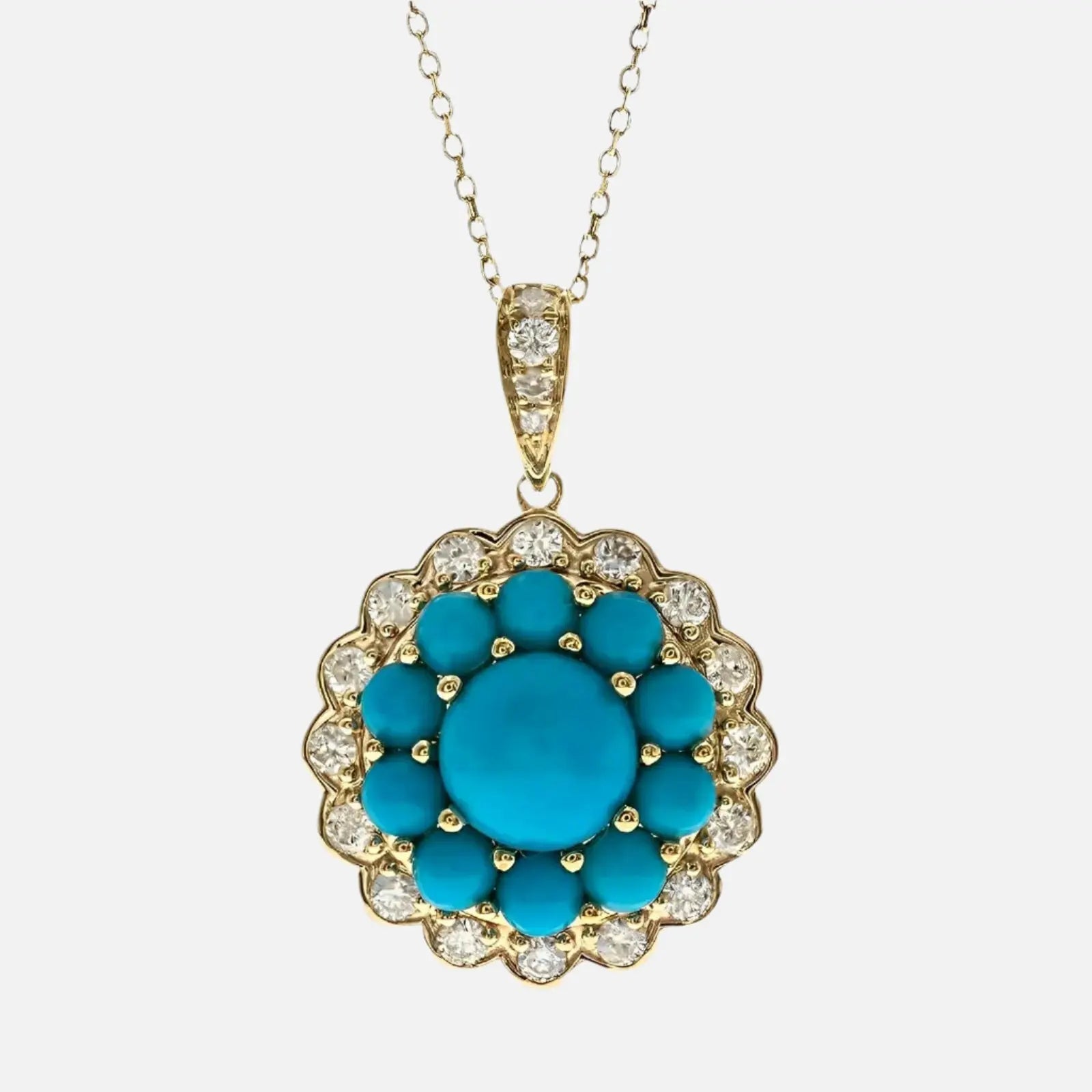 Artisanal Floral Turquoise Pendant - Koru Jewelers