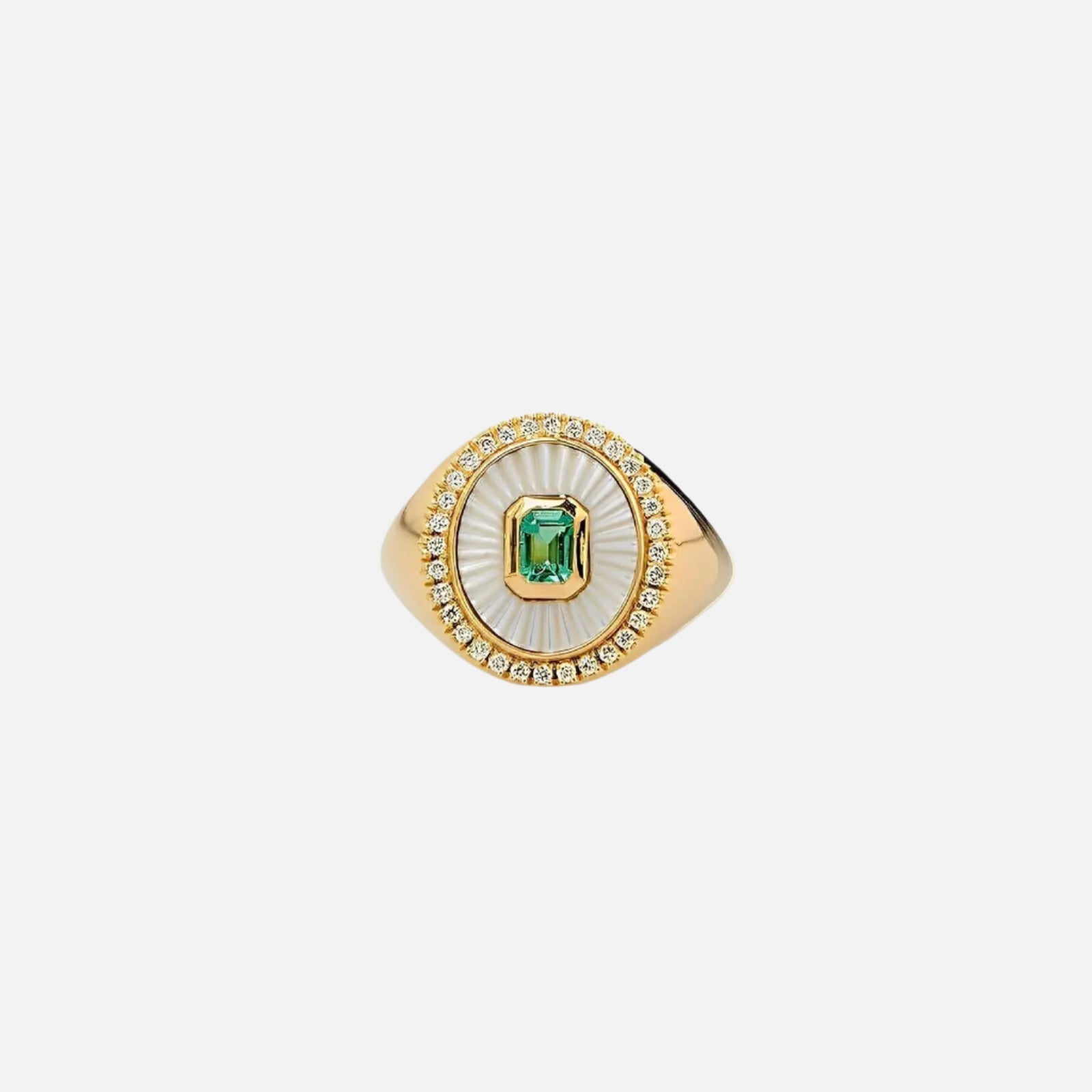 Bold Mother of Pearl Pinky Ring Koru Jewelers