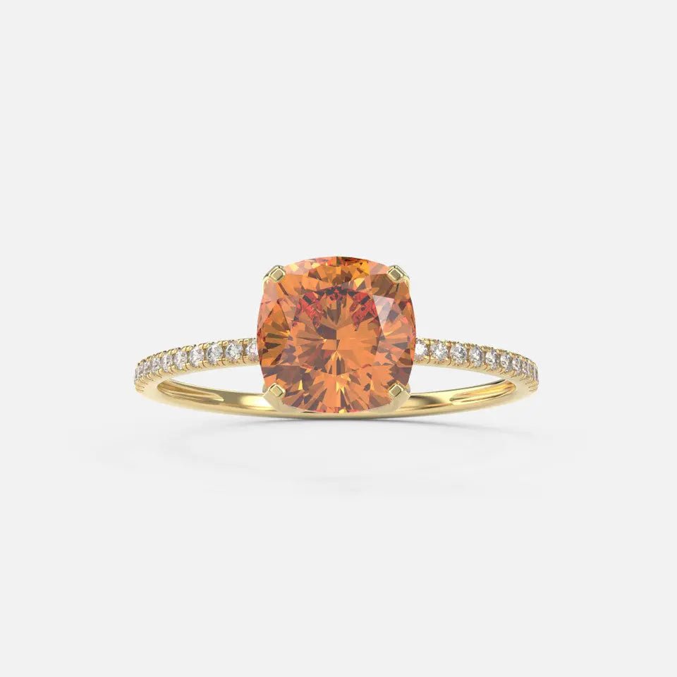 Cushion-Cut Citrine and Diamond Ring - Koru Jewelers