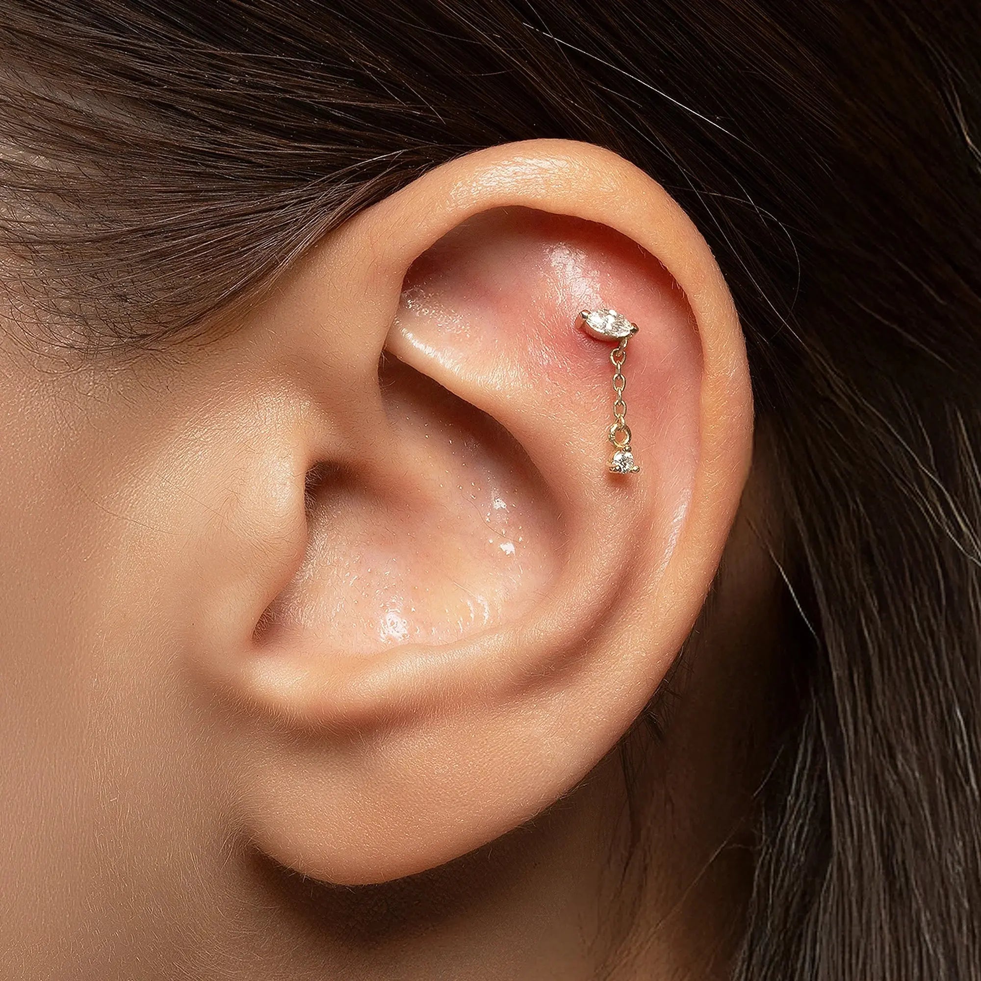 Dainty Horizontal Diamond Piercing Koru Jewelers