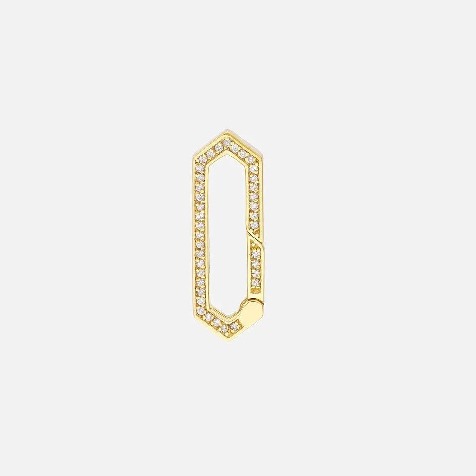 Diamond Encrusted Long Hexagon Push Lock Charm - Koru Jewelers
