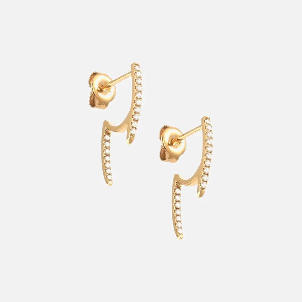 14k Gold Pave Diamond Front and Back Earrings - Koru Jewelers