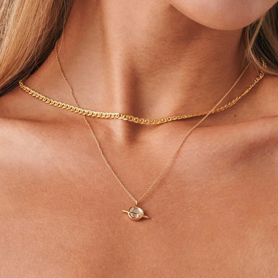 Diamond Saturn Necklace - Koru Jewelers