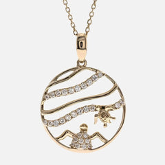 Diamond Sea Turtle Pendant Necklace