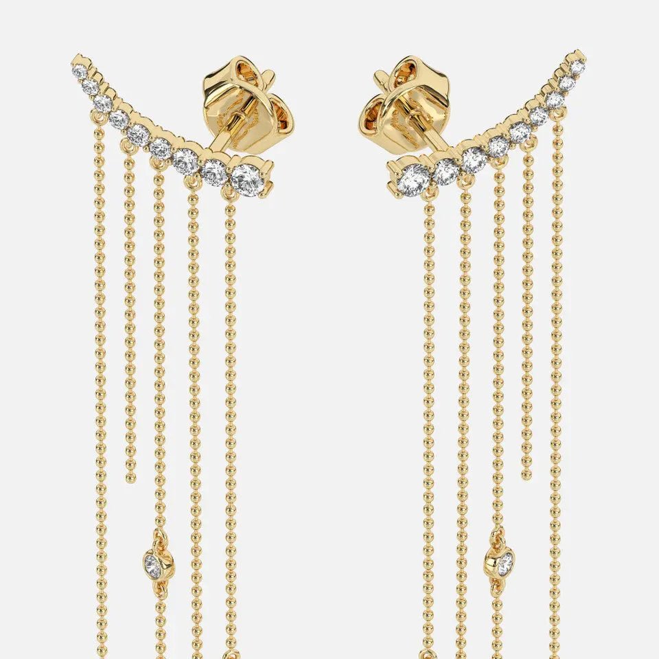 Dramatic Diamond Draped Chain Earrings - Koru Jewelers
