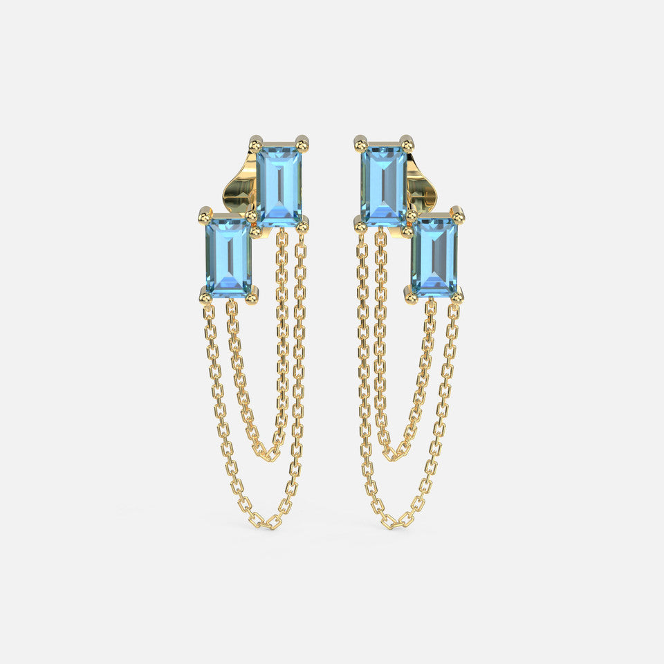 Blue Topaz Birthstone Stud Earrings