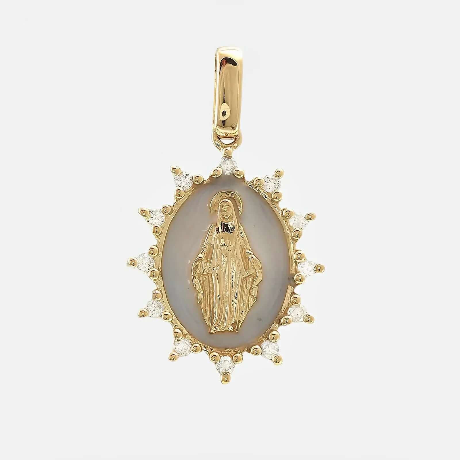 Stunning Enamel Diamond Virgin Mary Pendant – Koru Jewelers