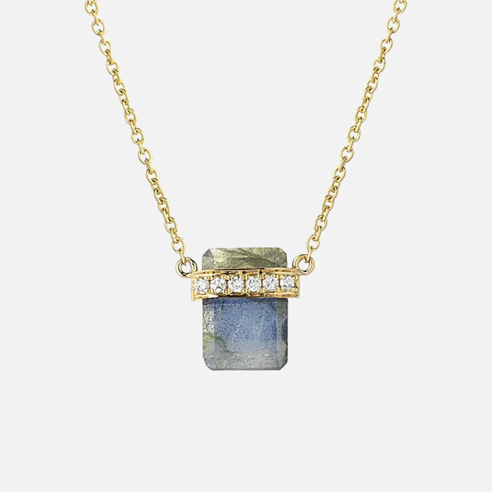 Ethos Labradorite & Diamond Bar  Necklace - Koru Jewelers