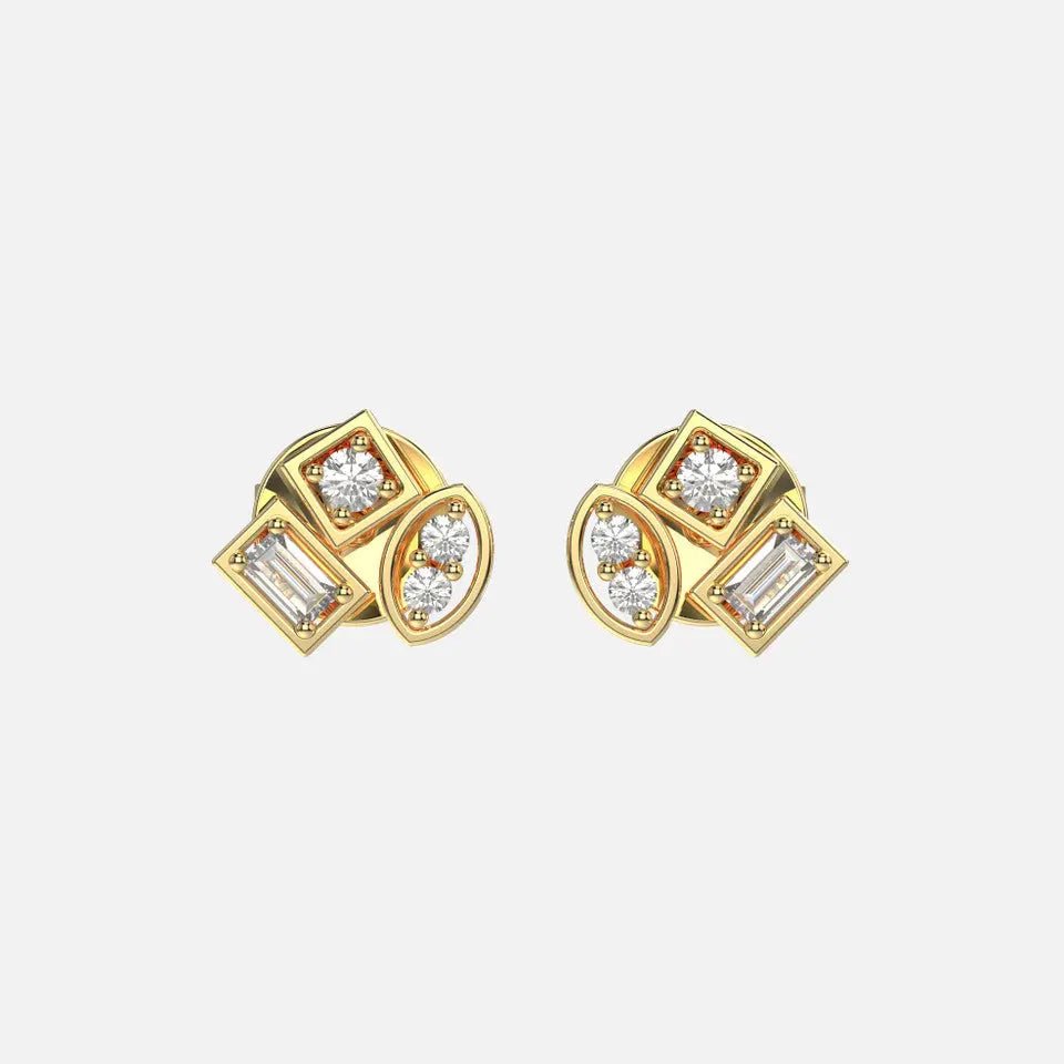 Geometric Diamond Stud Earrings - Koru Jewelers