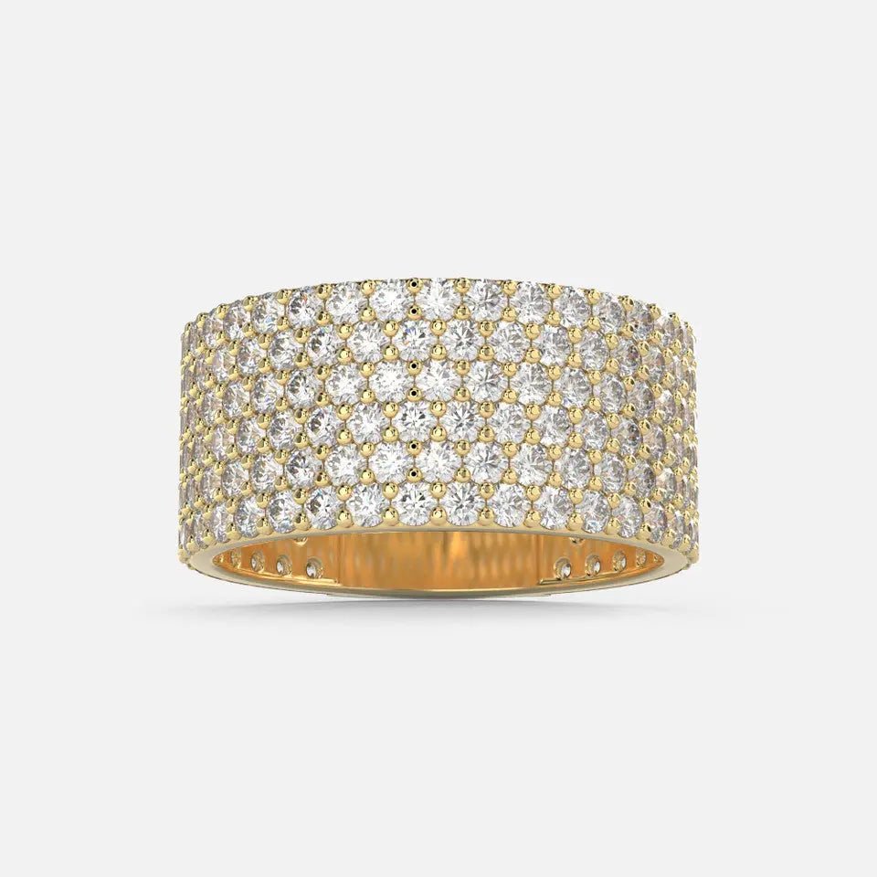 Gold 6-Row Pave Diamond Band - Koru Jewelers