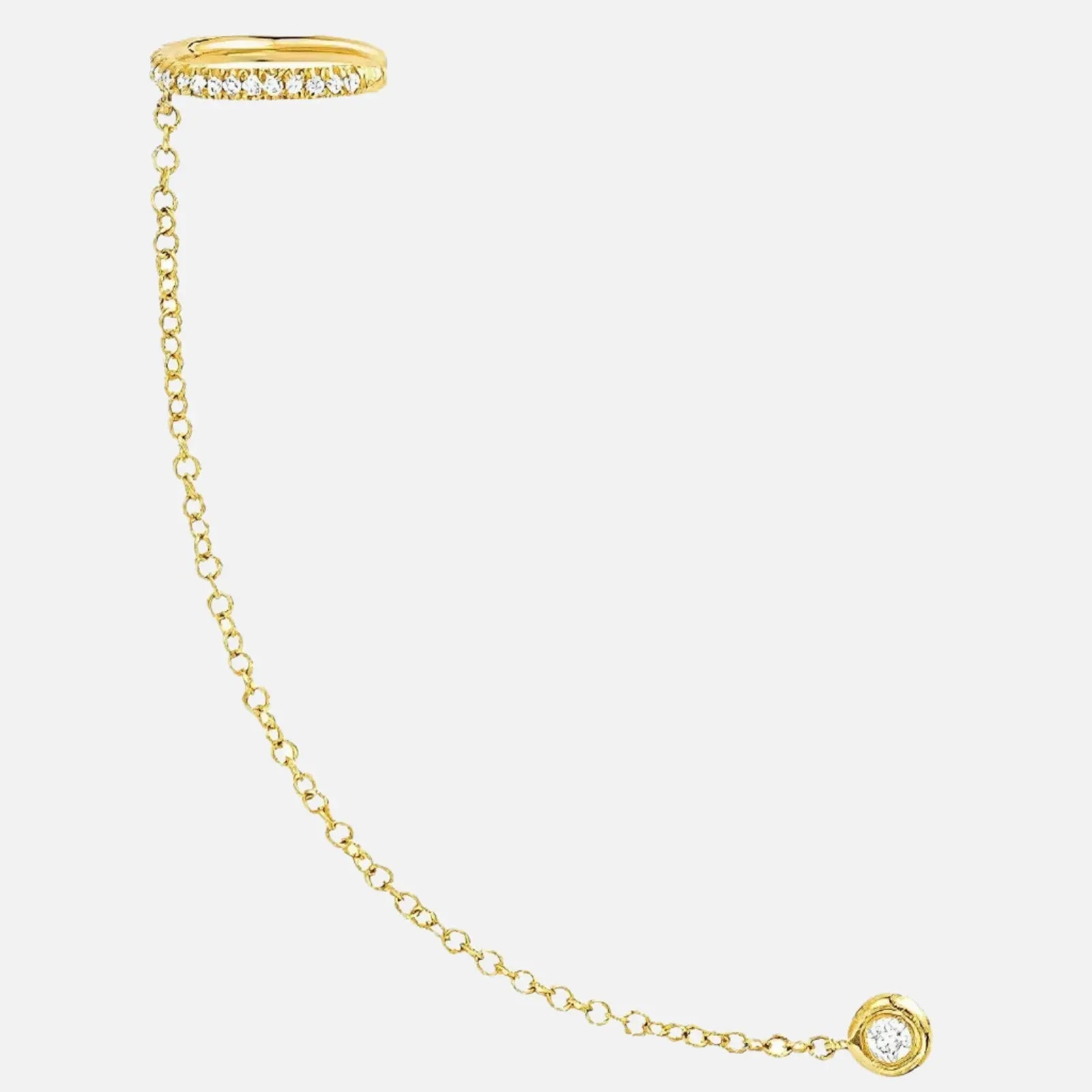 Gold Chain-Link Ear Cuff with Diamond Accents - Koru Jewelers